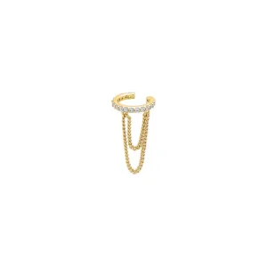 Pavé Double Drop Chain Ear Cuff