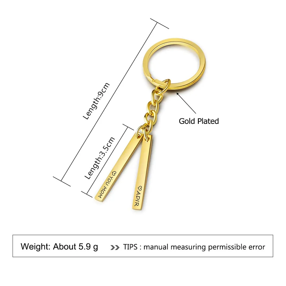 Personalized Gold Color Custom 2 Names Key Chains