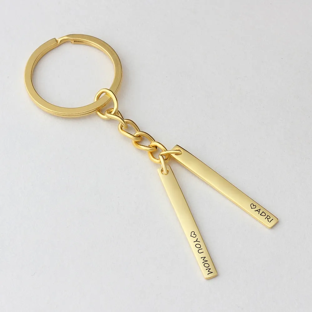 Personalized Gold Color Custom 2 Names Key Chains