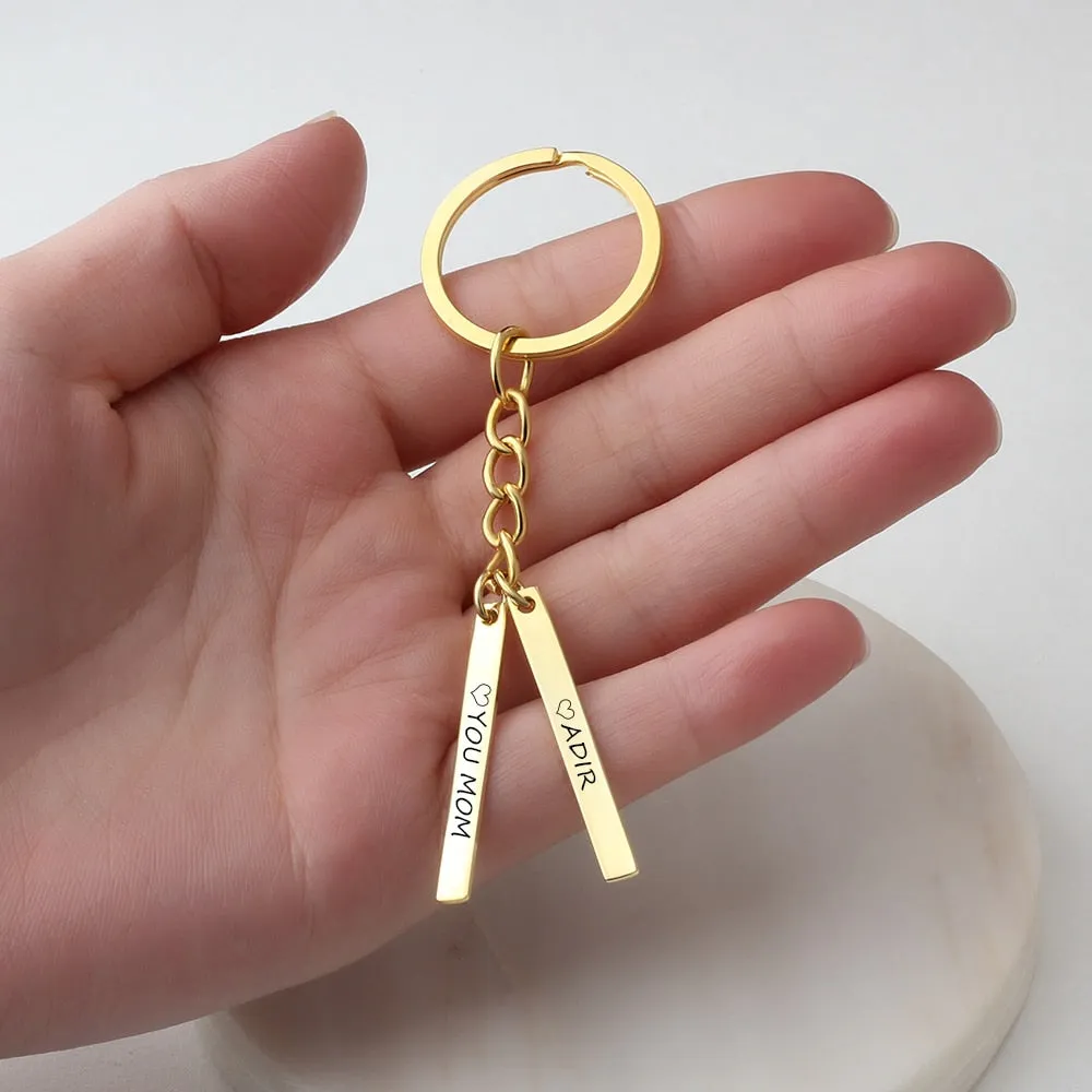 Personalized Gold Color Custom 2 Names Key Chains