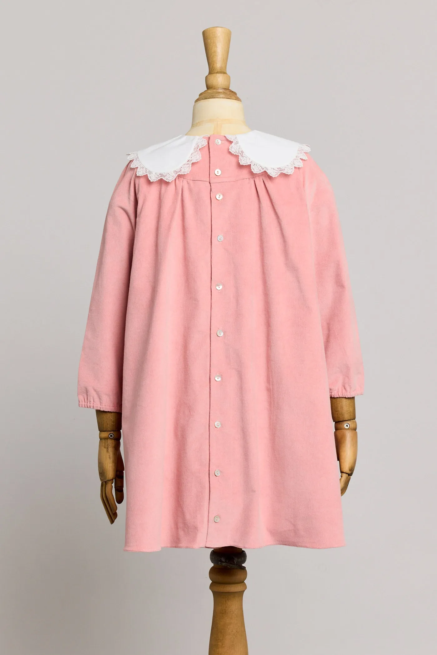 Popcorn Dress in Pink Babycord