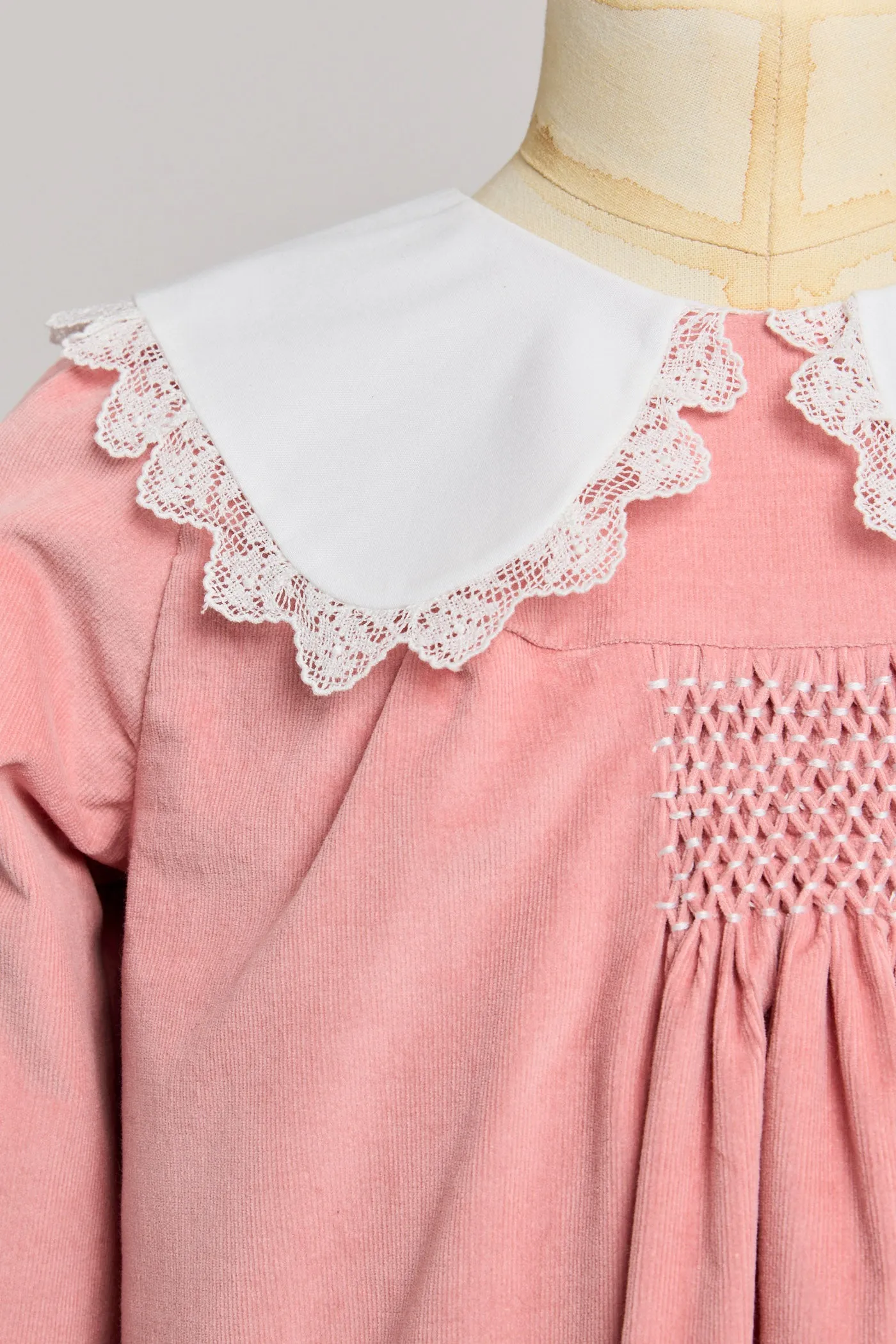 Popcorn Dress in Pink Babycord