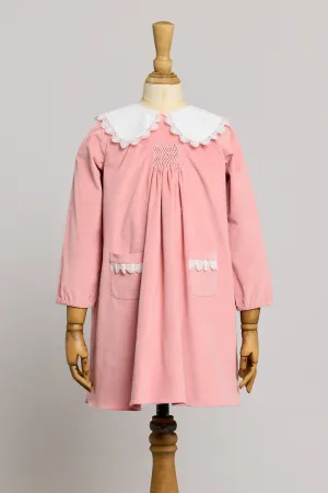 Popcorn Dress in Pink Babycord