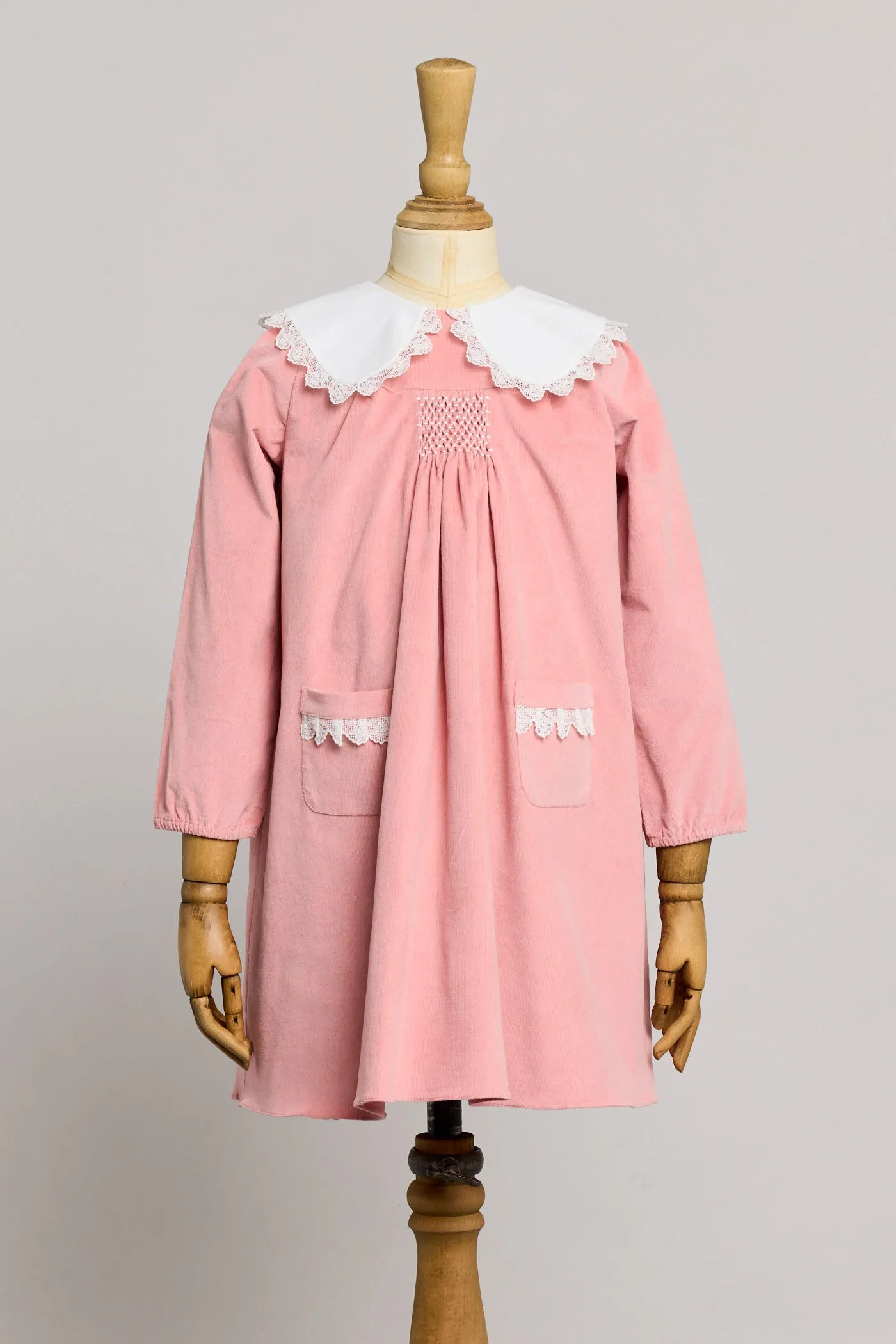 Popcorn Dress in Pink Babycord