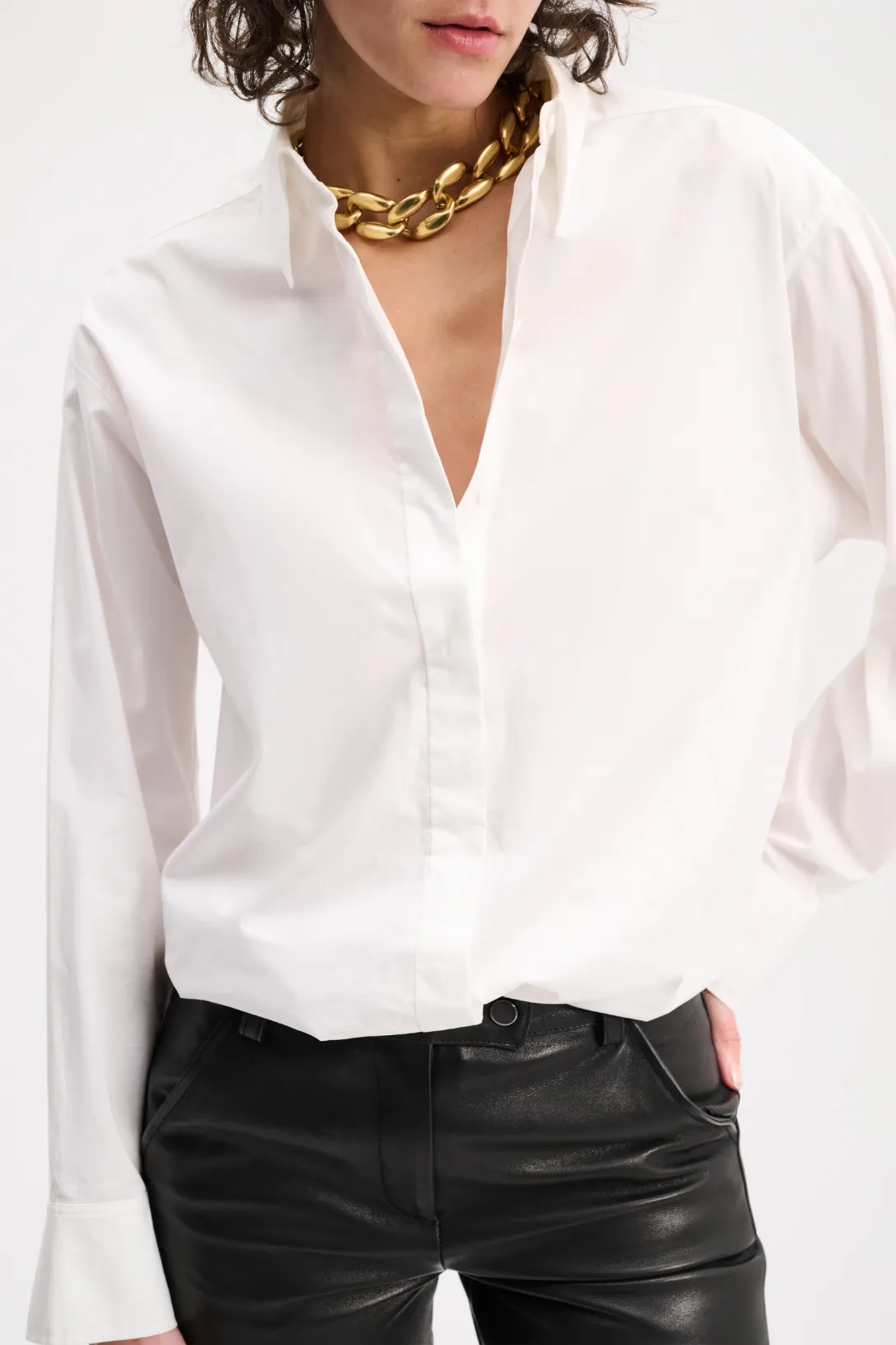 Poplin Power Blouse | Pure White