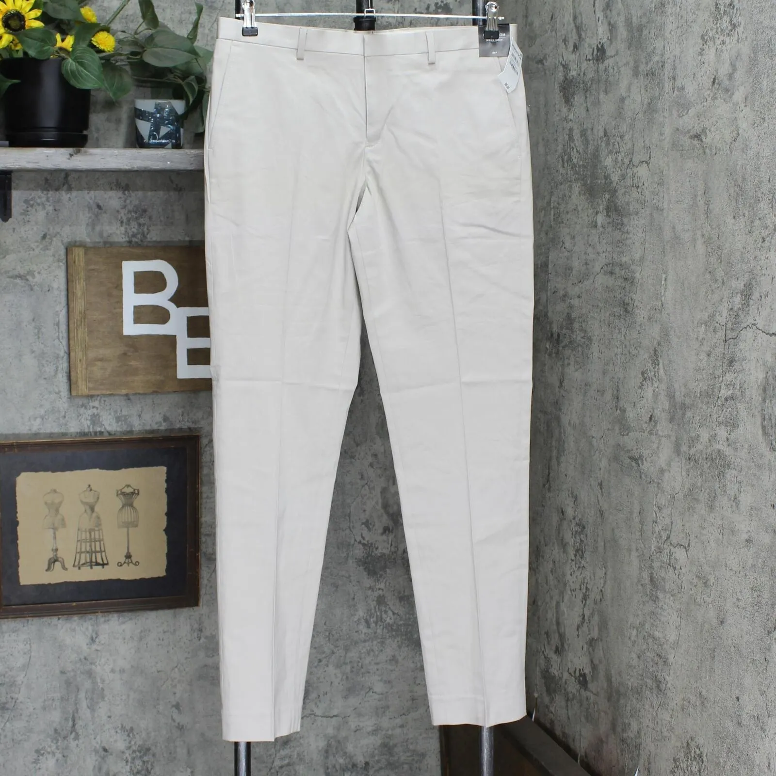 Private Label Mens Extra Trim Fit Stretch Cotton Dress Pants