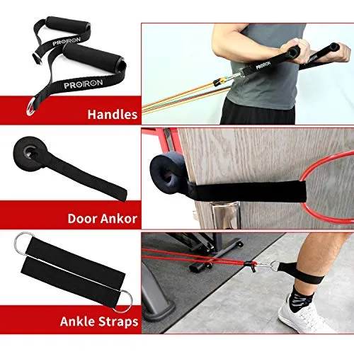 PROIRON Resistance Bands Set, Exercise Resistance Bands Men Women, Resistance Bands with Handles, Fitness Resistance Tubes, Door Anchor, Workout Bands Outdoor, Home Gym Training Equipment