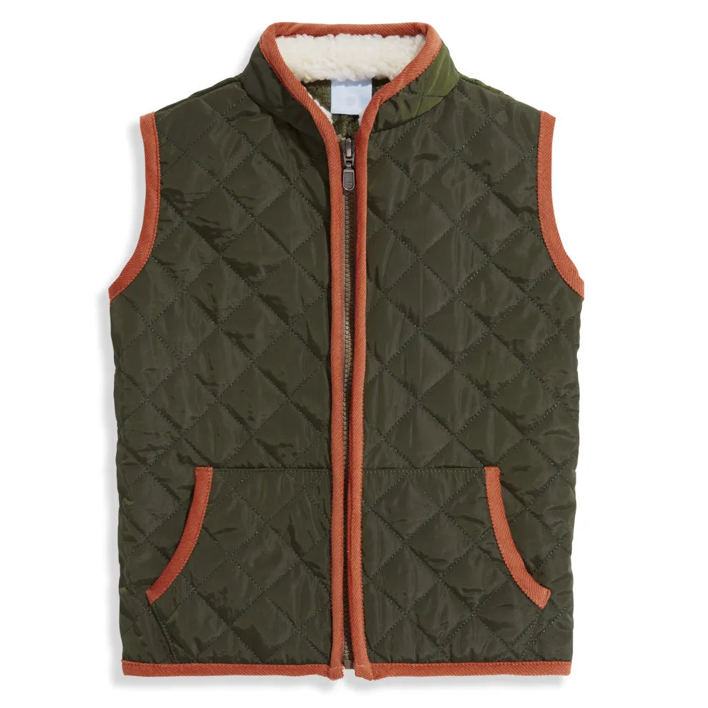 Puffer Vest -- Moss w/ Saffron Cord