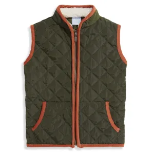 Puffer Vest -- Moss w/ Saffron Cord