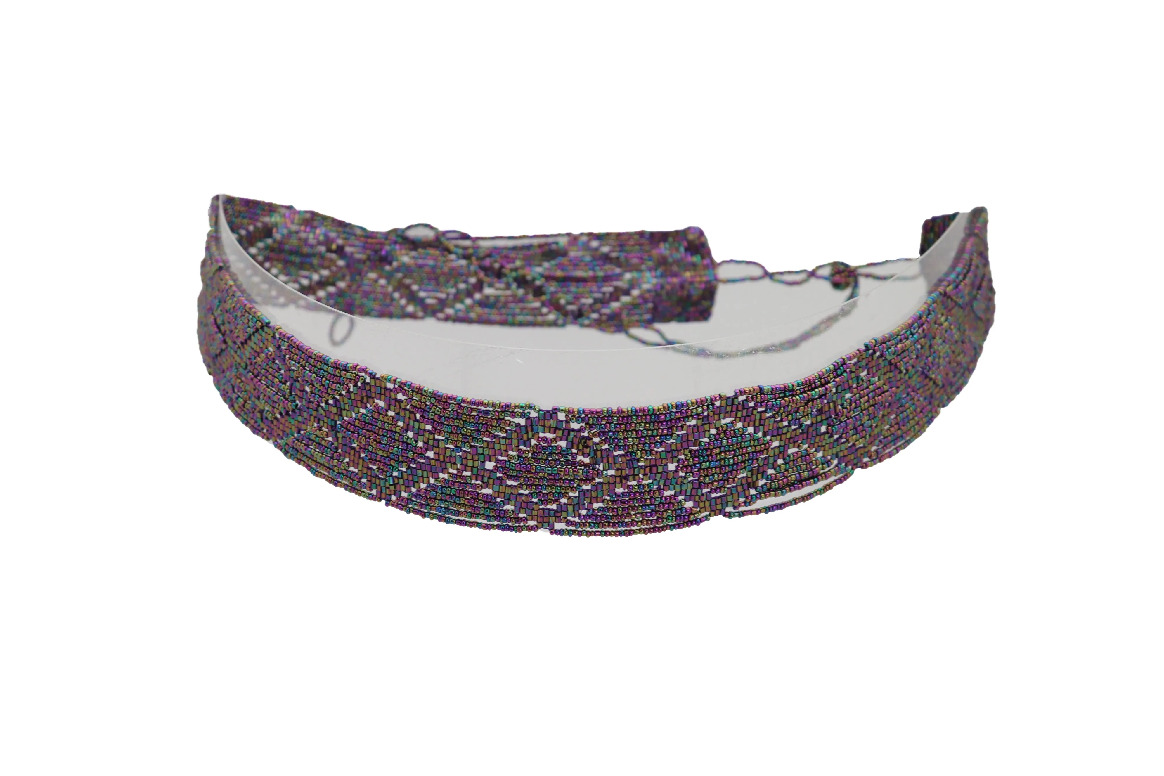 Purple Beads Wrap Around Tie Geometric Fashion Belt Hip Waist Fit Size S M