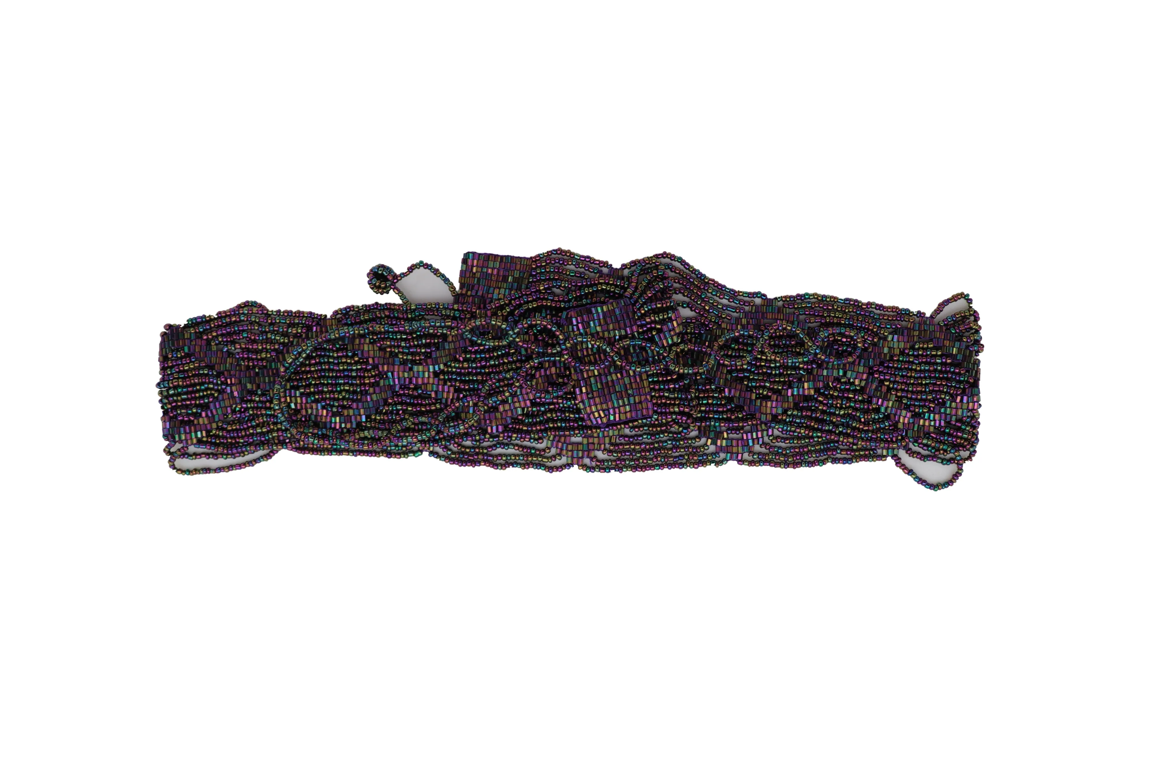 Purple Beads Wrap Around Tie Geometric Fashion Belt Hip Waist Fit Size S M