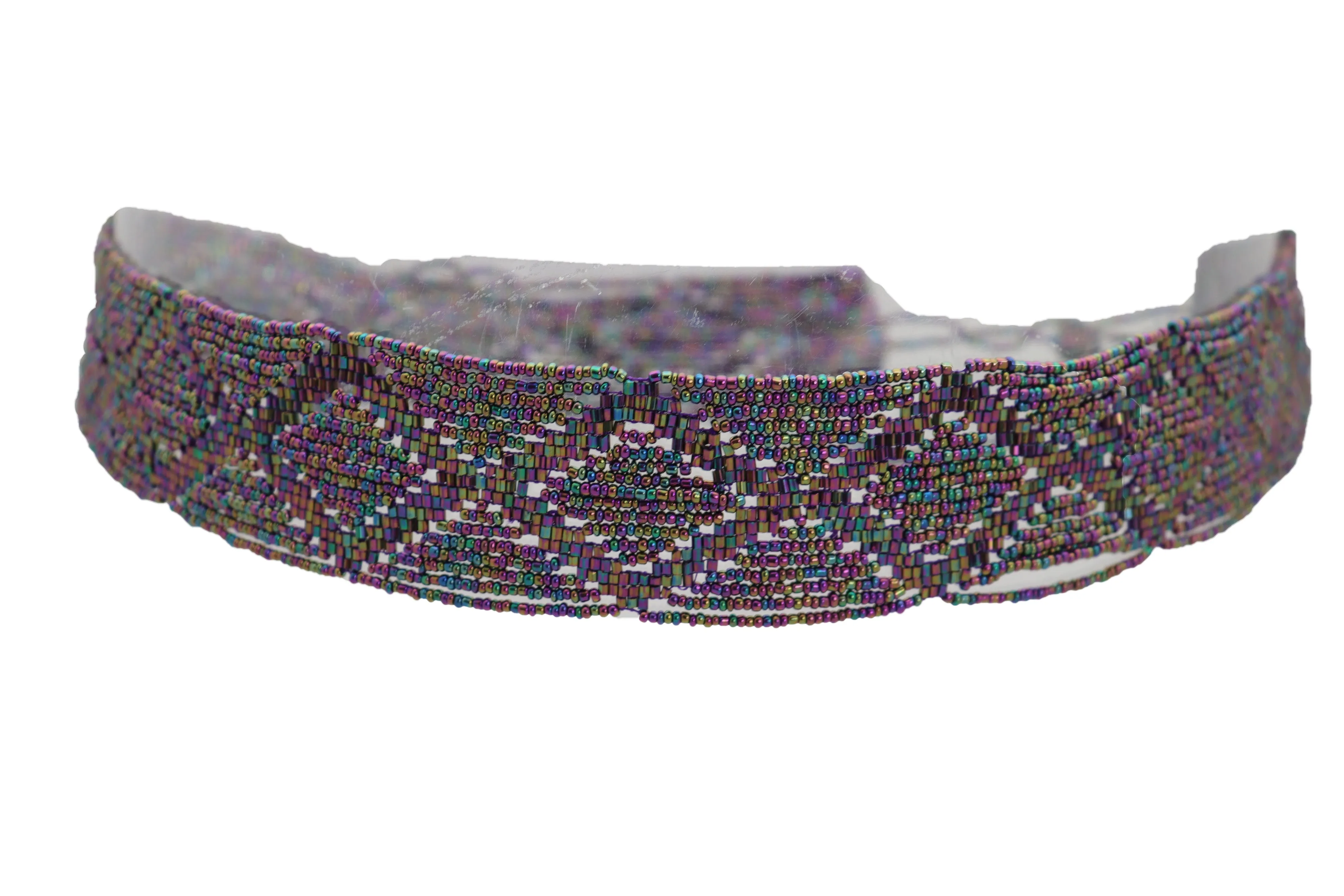 Purple Beads Wrap Around Tie Geometric Fashion Belt Hip Waist Fit Size S M