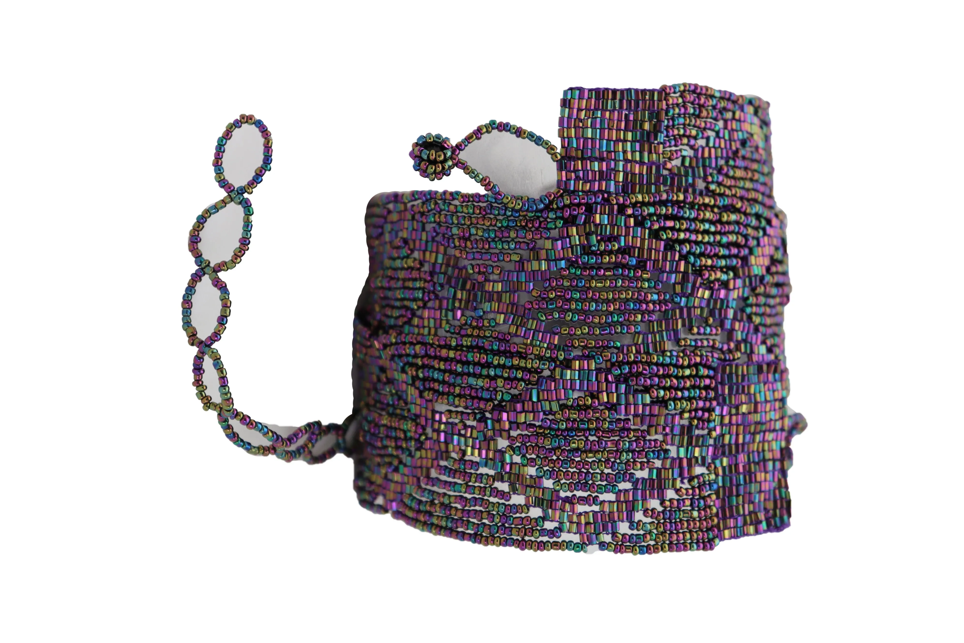 Purple Beads Wrap Around Tie Geometric Fashion Belt Hip Waist Fit Size S M