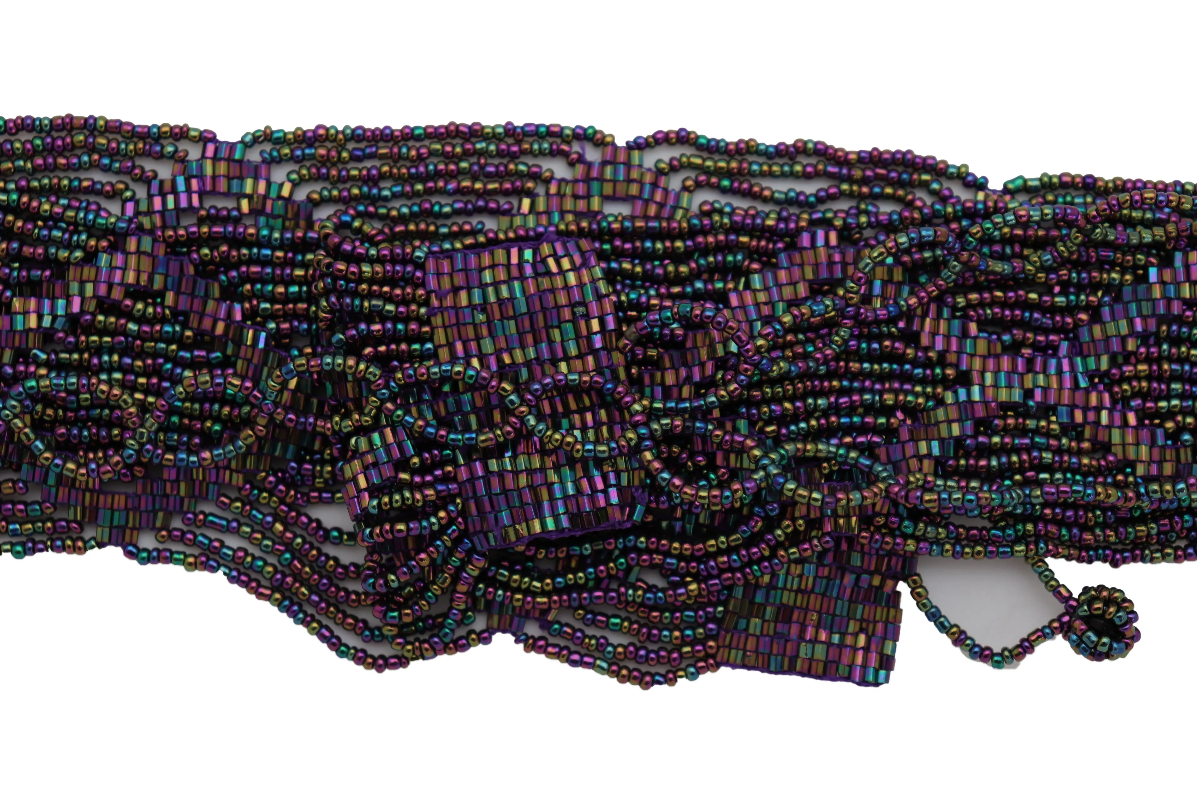 Purple Beads Wrap Around Tie Geometric Fashion Belt Hip Waist Fit Size S M