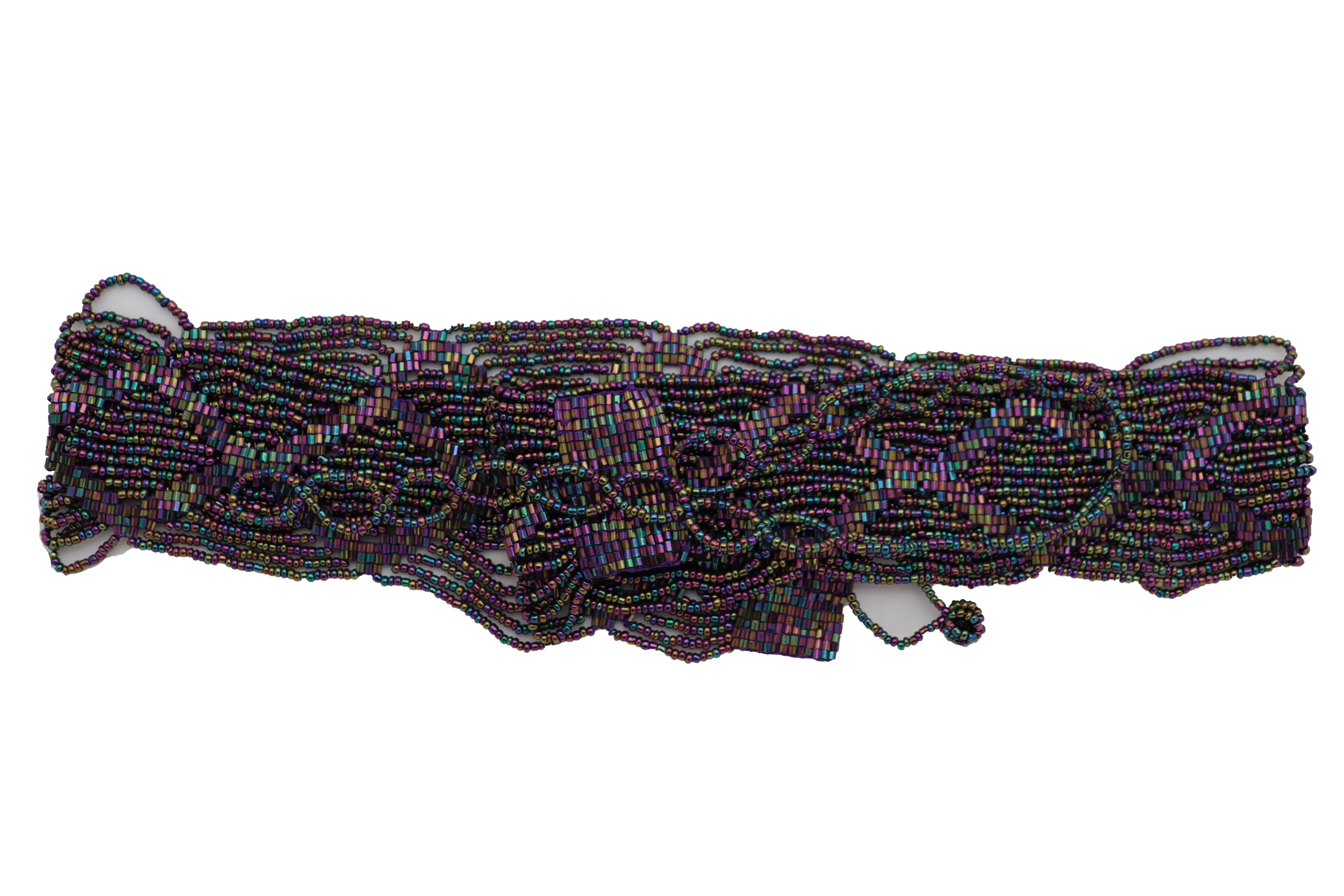 Purple Beads Wrap Around Tie Geometric Fashion Belt Hip Waist Fit Size S M