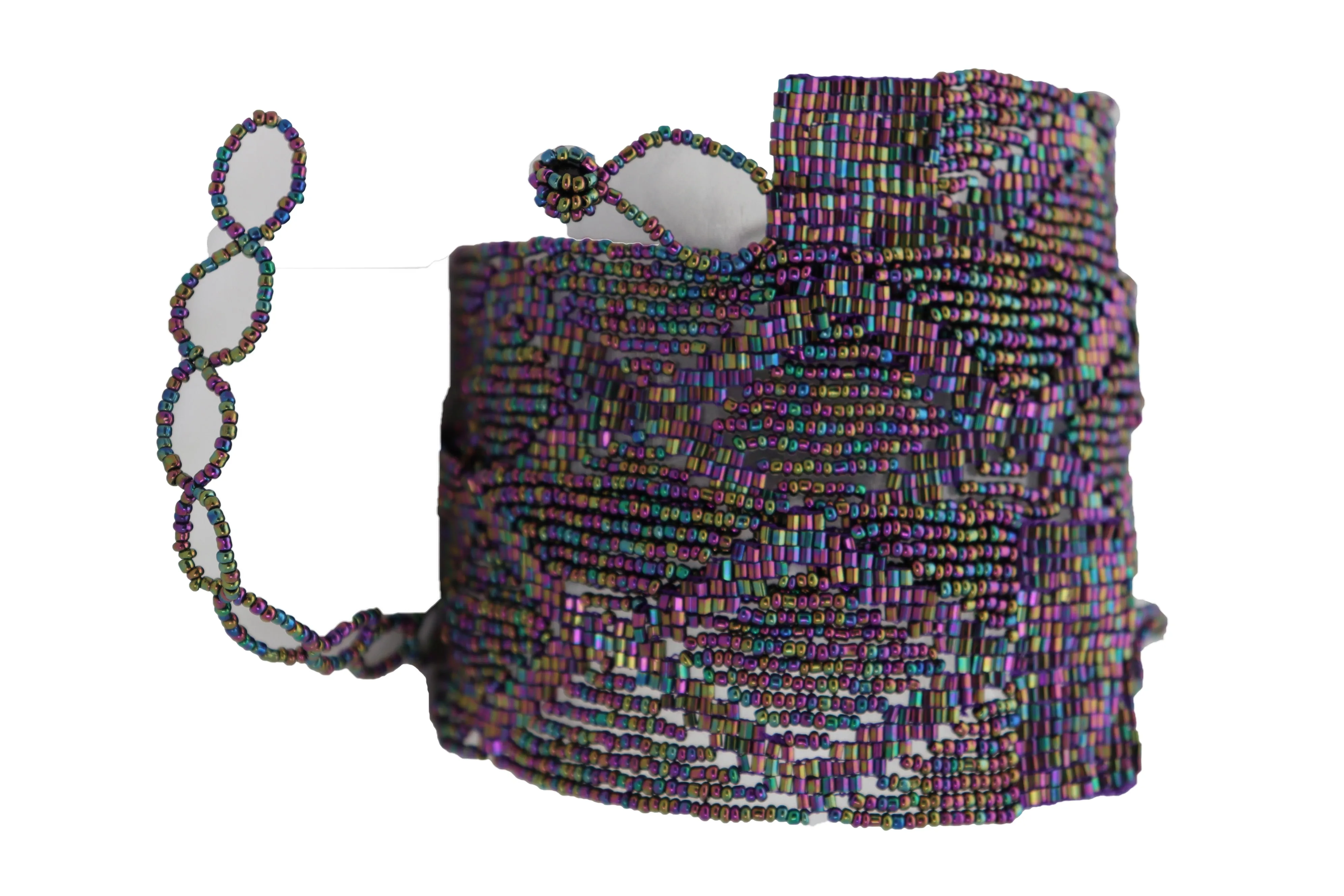 Purple Beads Wrap Around Tie Geometric Fashion Belt Hip Waist Fit Size S M