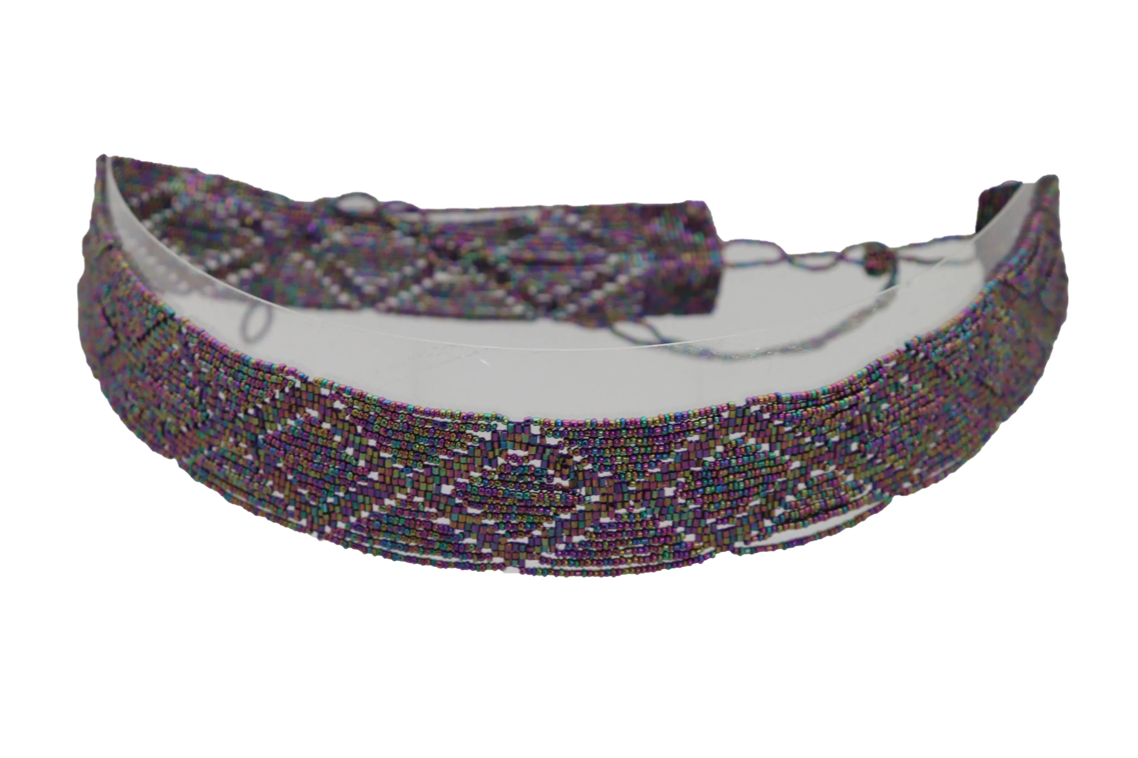 Purple Beads Wrap Around Tie Geometric Fashion Belt Hip Waist Fit Size S M