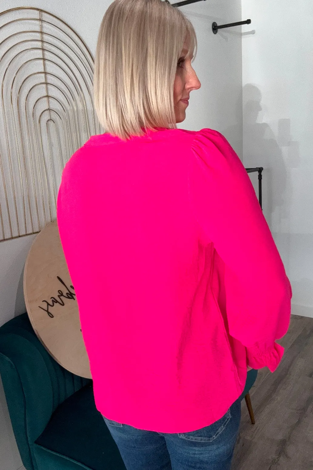 Racine Shirred Cuff Notch Blouse