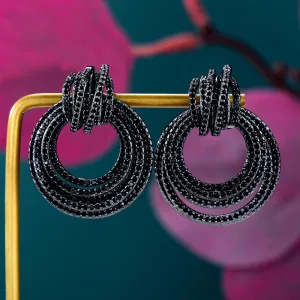 Rainbow Gold Plated Silver & Black Inspired Crossover Earrings