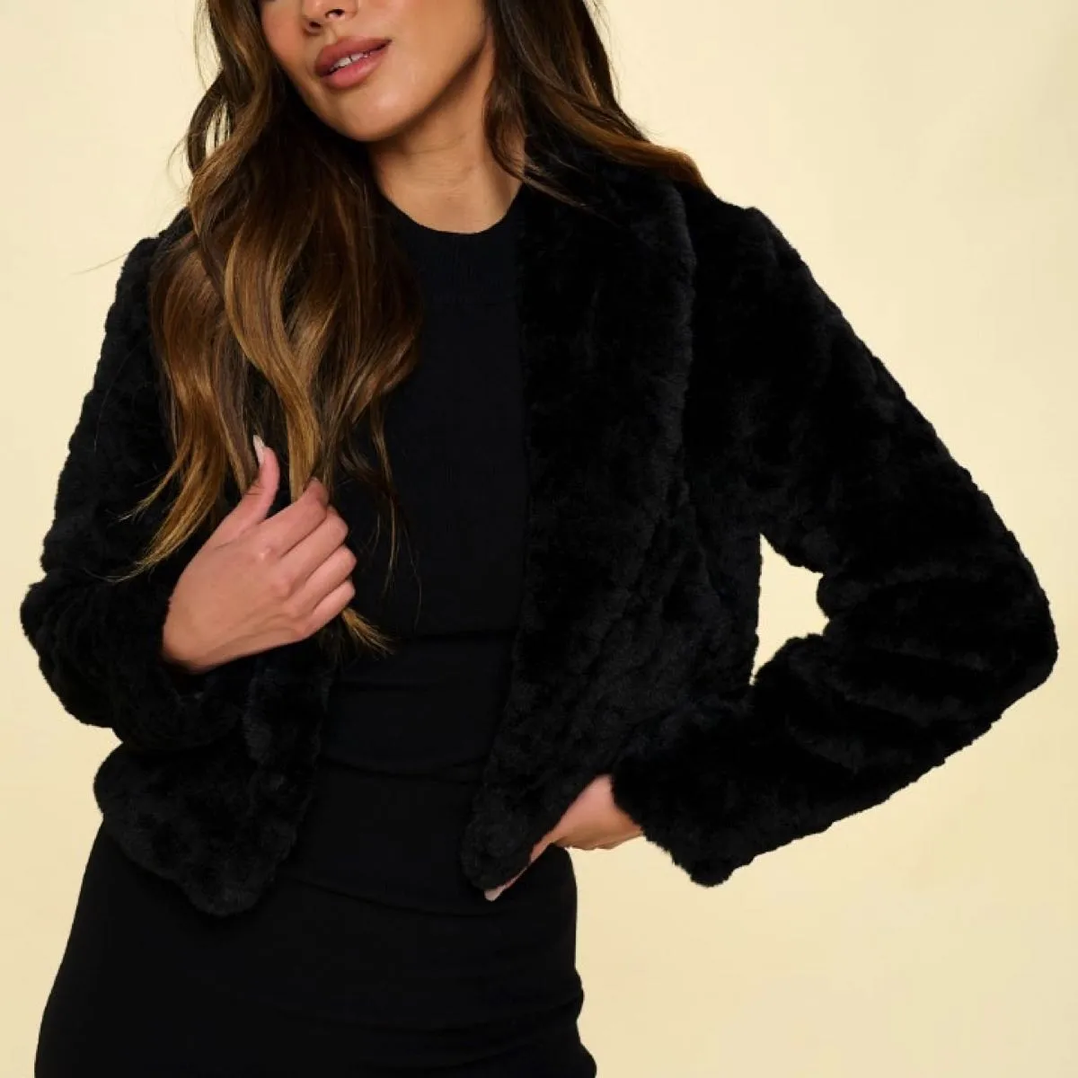 Ready To Go Faux Fur Cropped Jacket