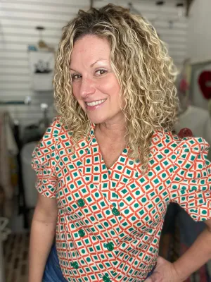 Retro Vibe Button Up Top