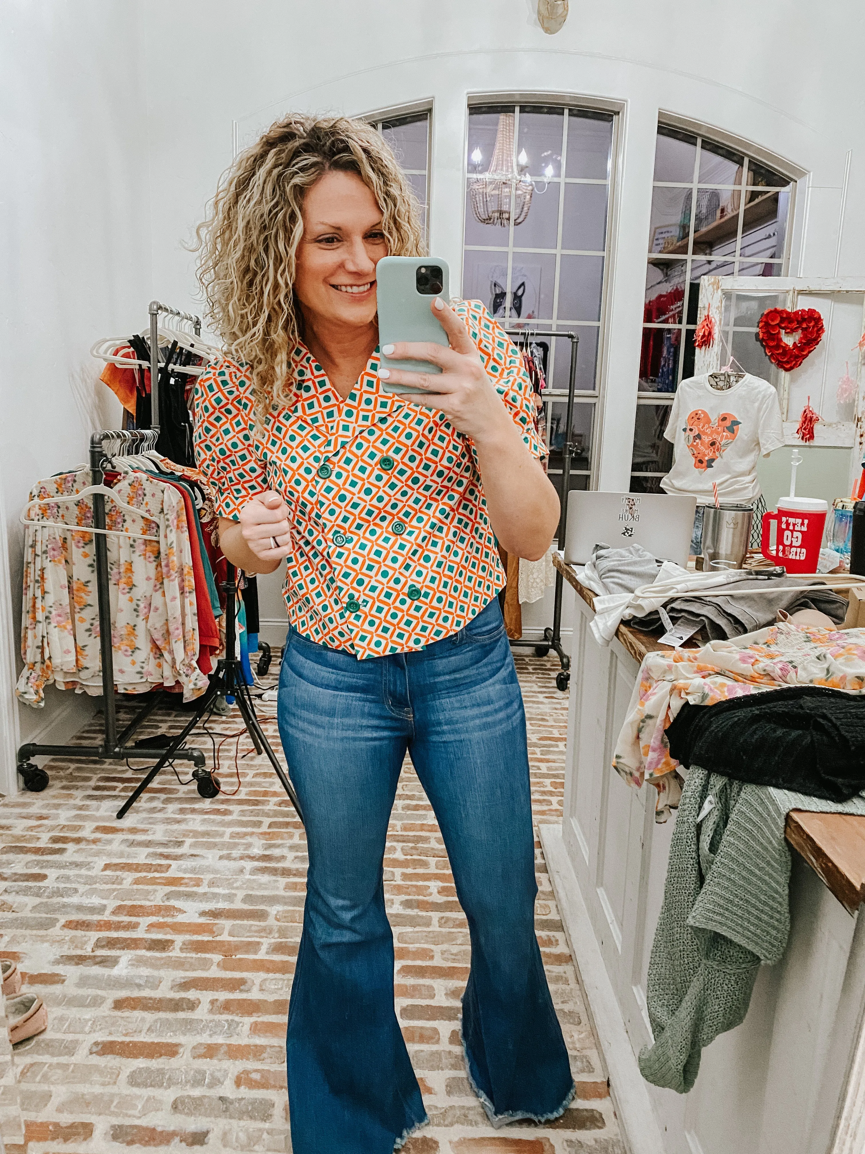 Retro Vibe Button Up Top