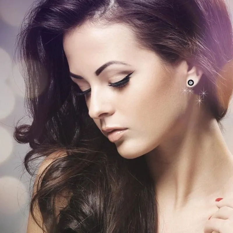 Round Black Ceramic Stud Earrings Women Wedding Jewelry