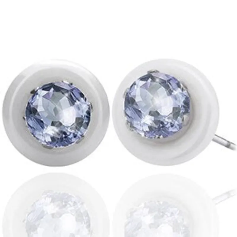 Round Black Ceramic Stud Earrings Women Wedding Jewelry