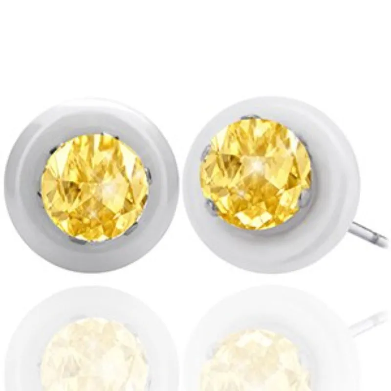 Round Black Ceramic Stud Earrings Women Wedding Jewelry