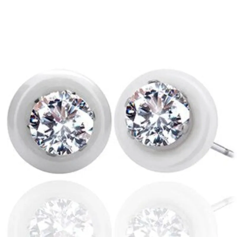 Round Black Ceramic Stud Earrings Women Wedding Jewelry