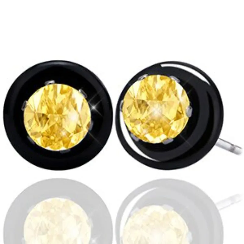 Round Black Ceramic Stud Earrings Women Wedding Jewelry