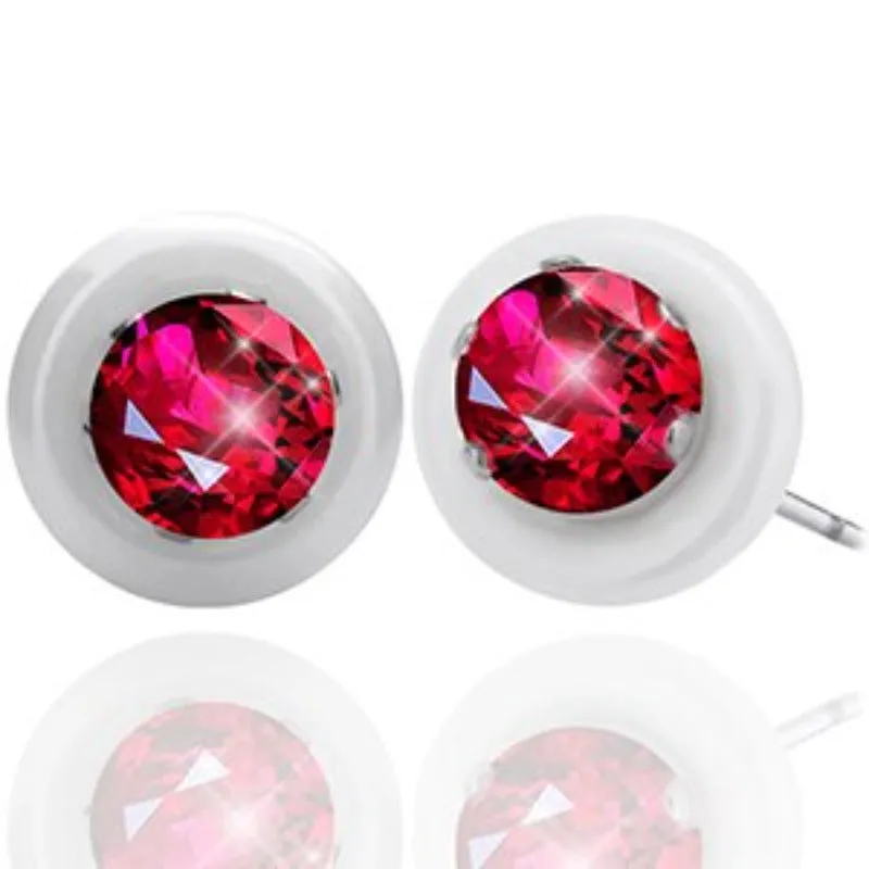 Round Black Ceramic Stud Earrings Women Wedding Jewelry