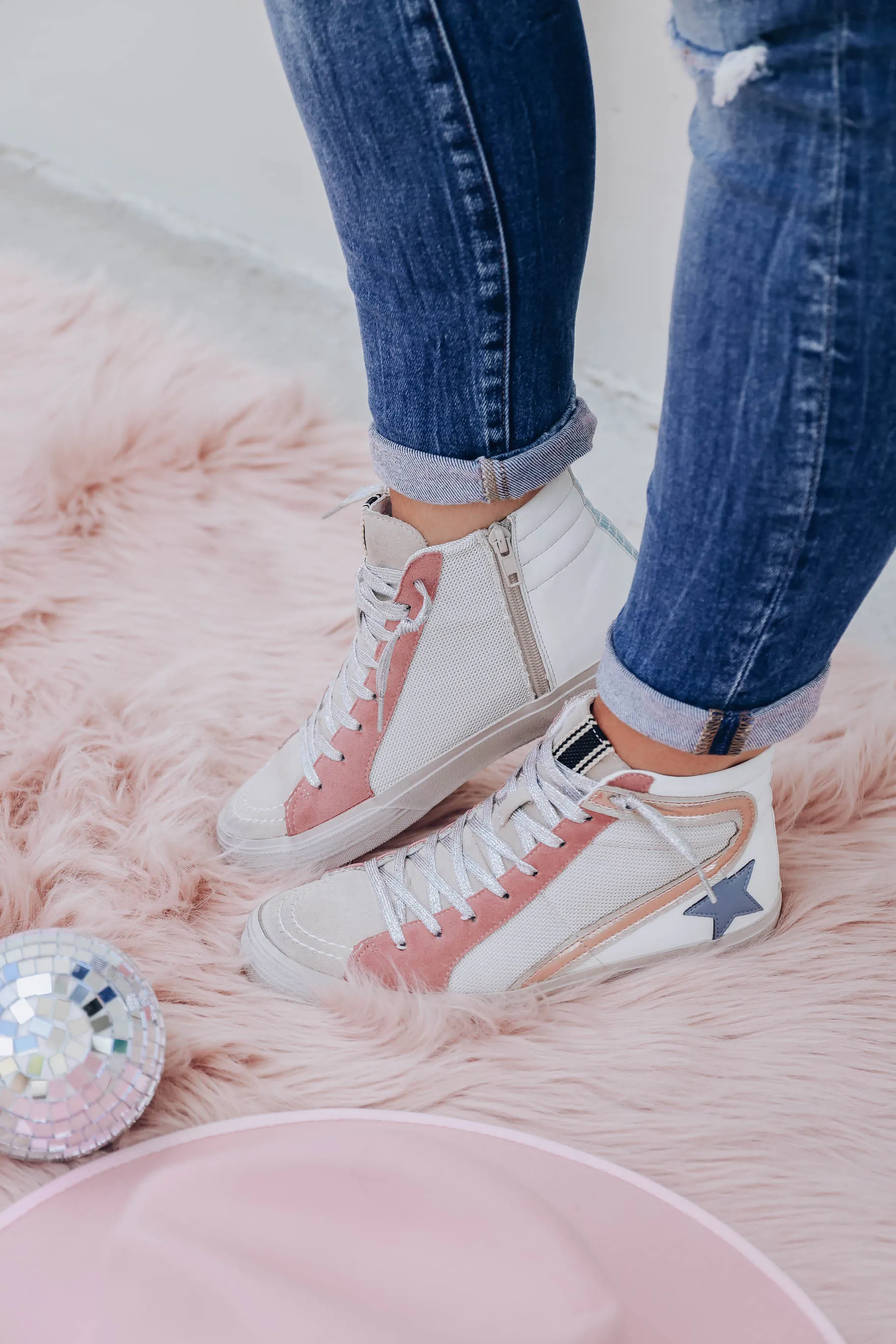 Roxanne High Top Sneaker by ShuShop - Mauve