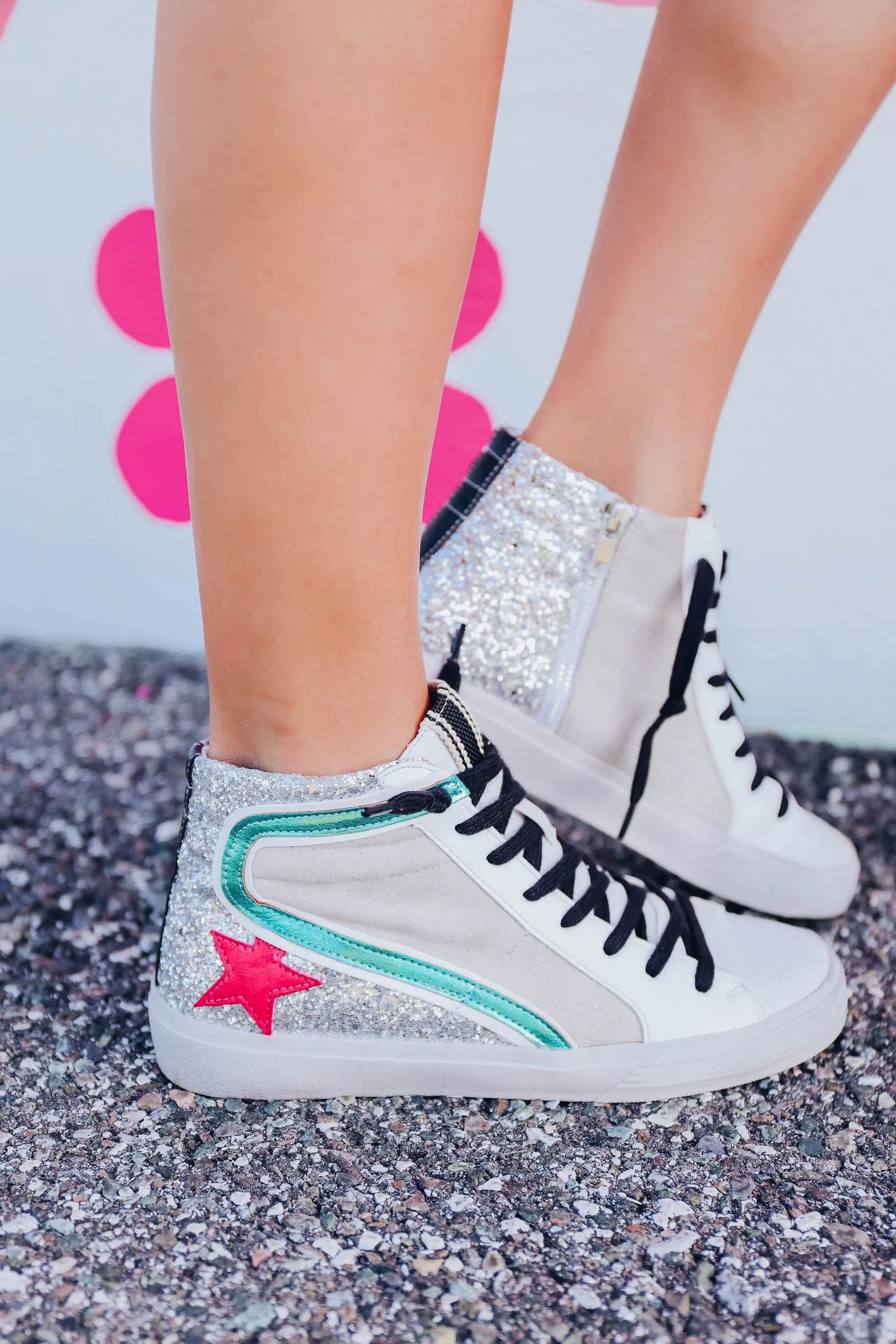 Roxanne High Top Sneaker by ShuShop - Silver