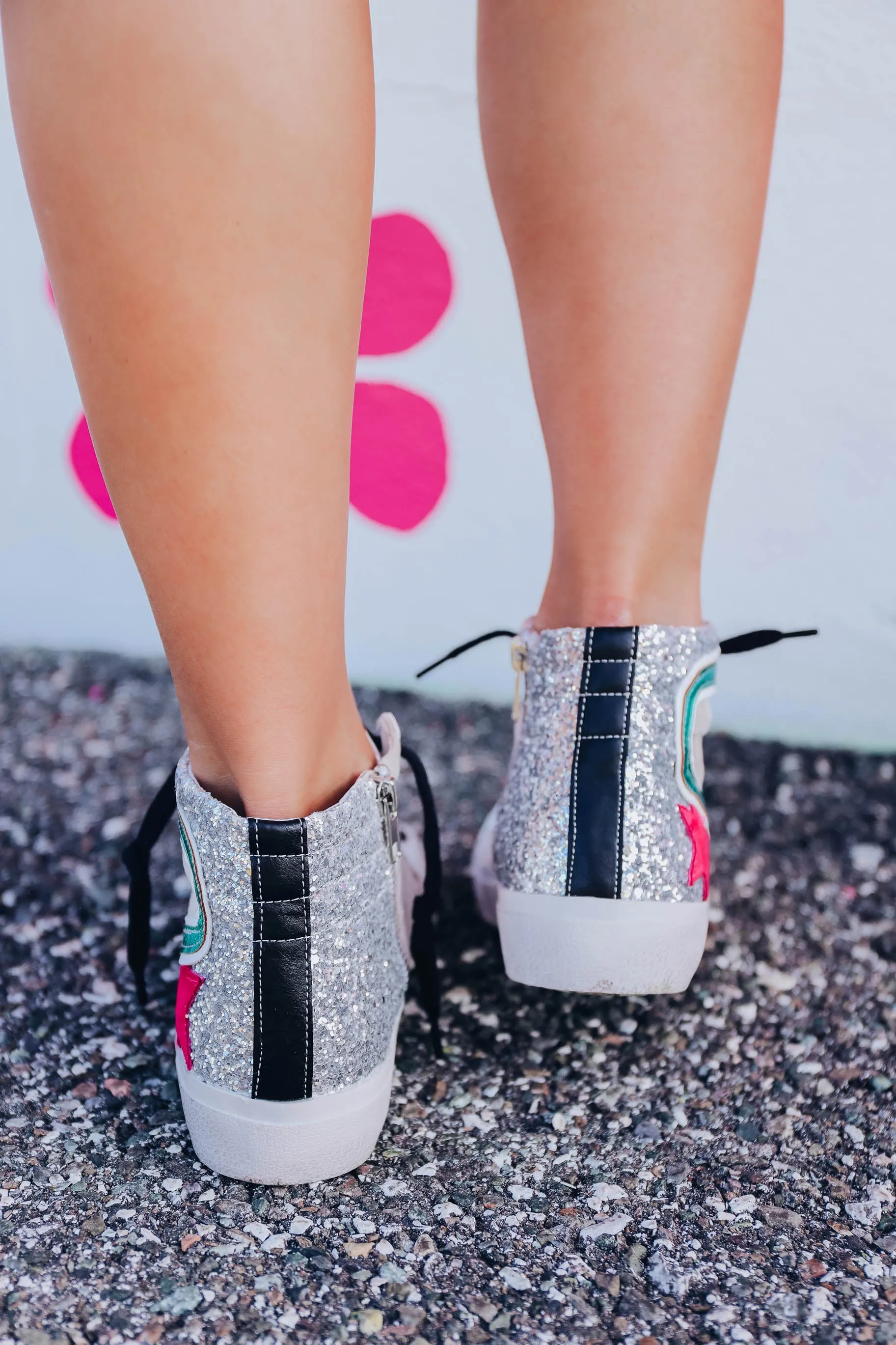 Roxanne High Top Sneaker by ShuShop - Silver
