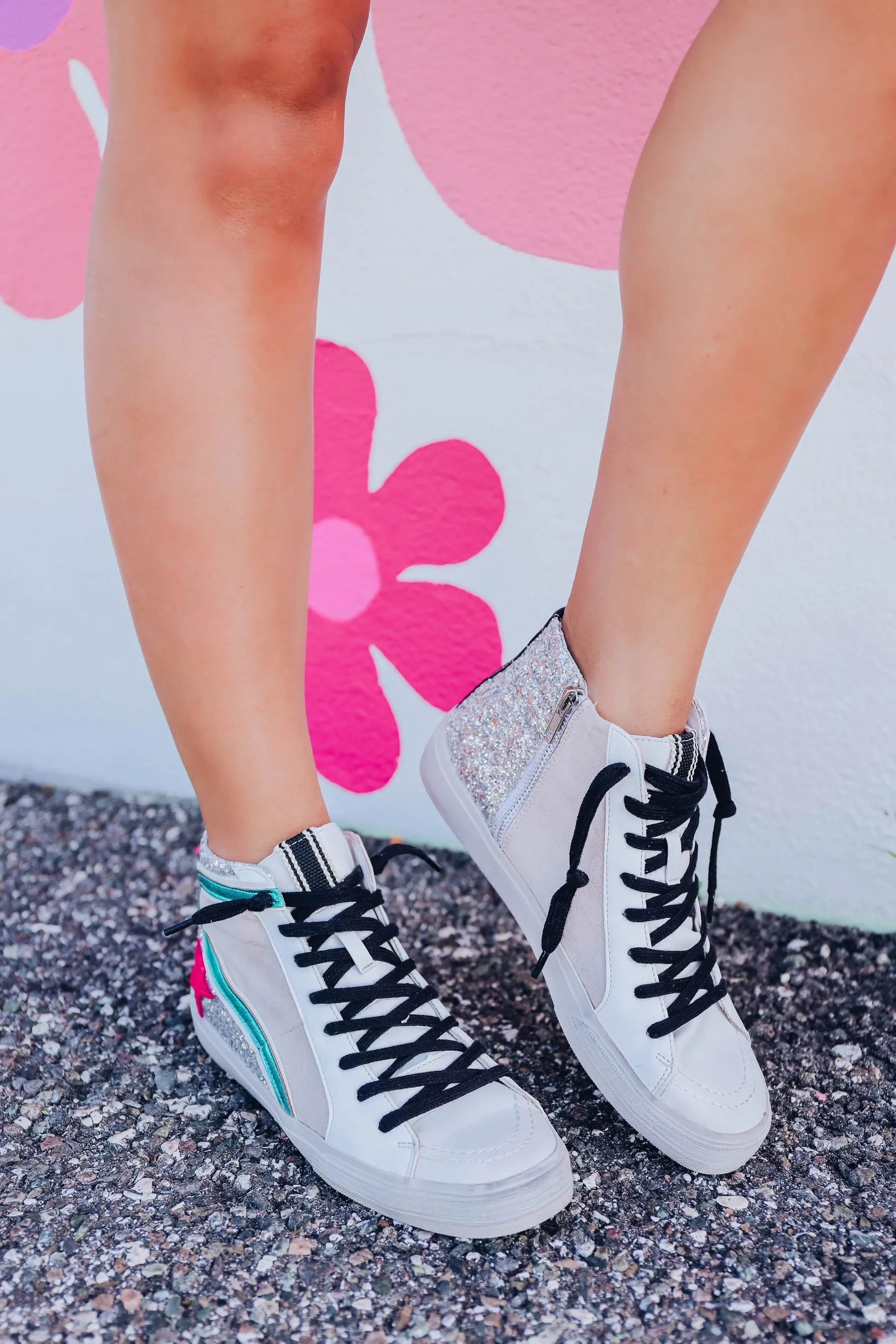 Roxanne High Top Sneaker by ShuShop - Silver