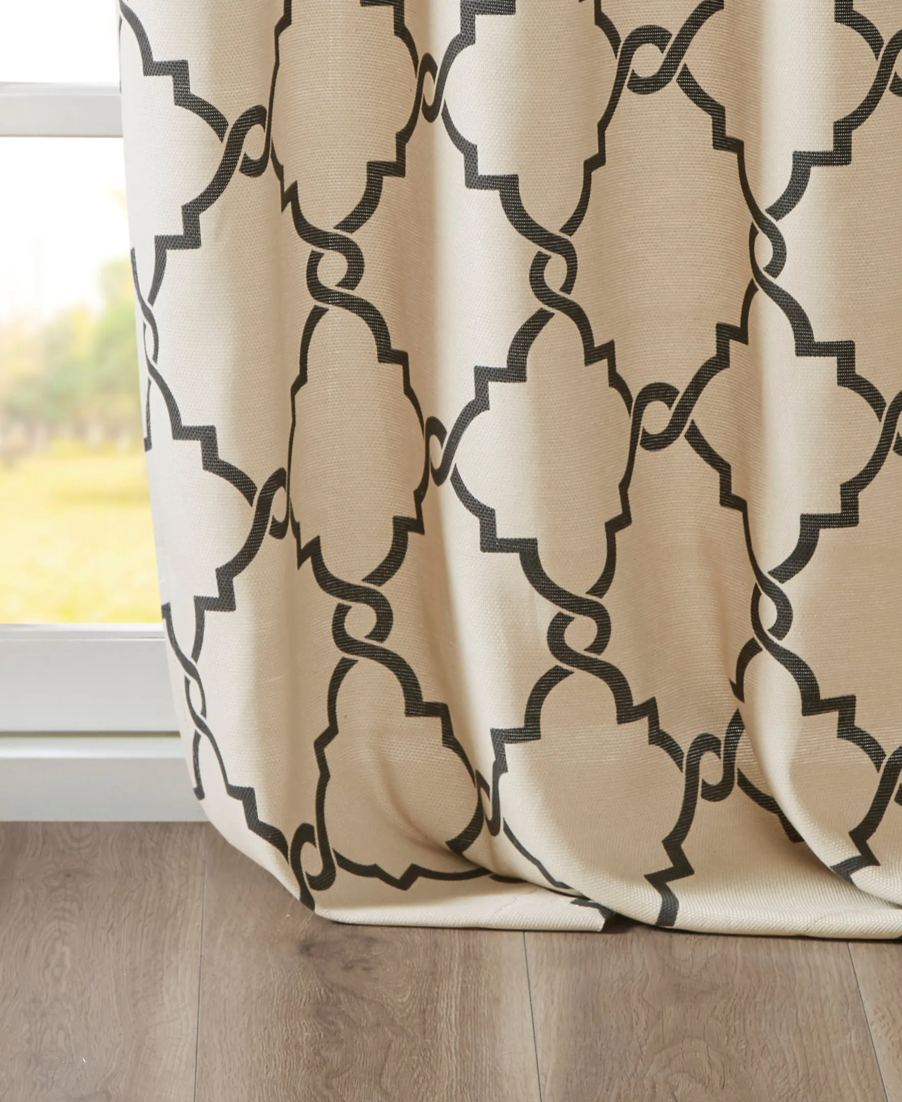 Sereno Fretwork Grommet Top Curtain Panel Seafoam