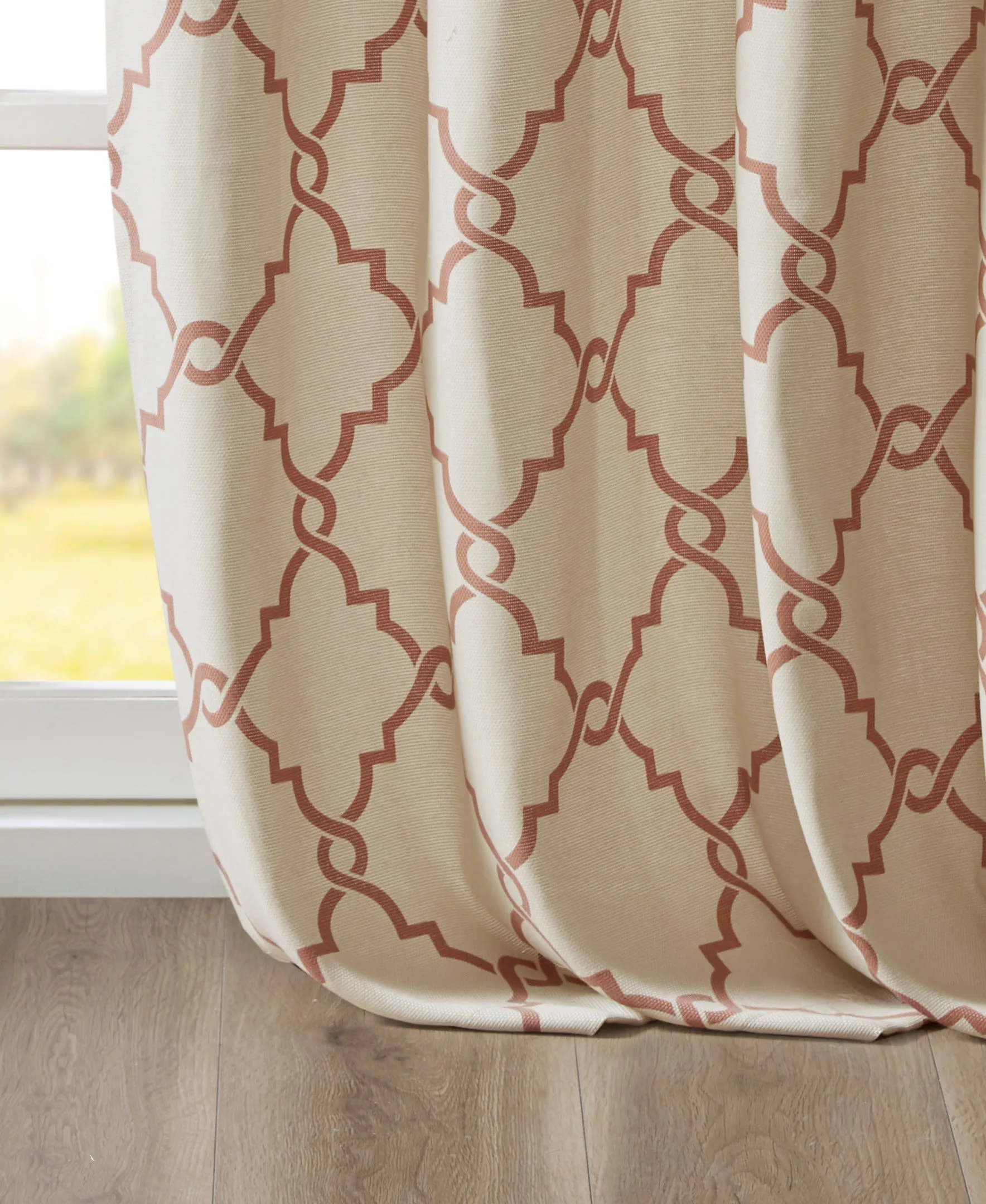 Sereno Fretwork Grommet Top Curtain Panel Seafoam