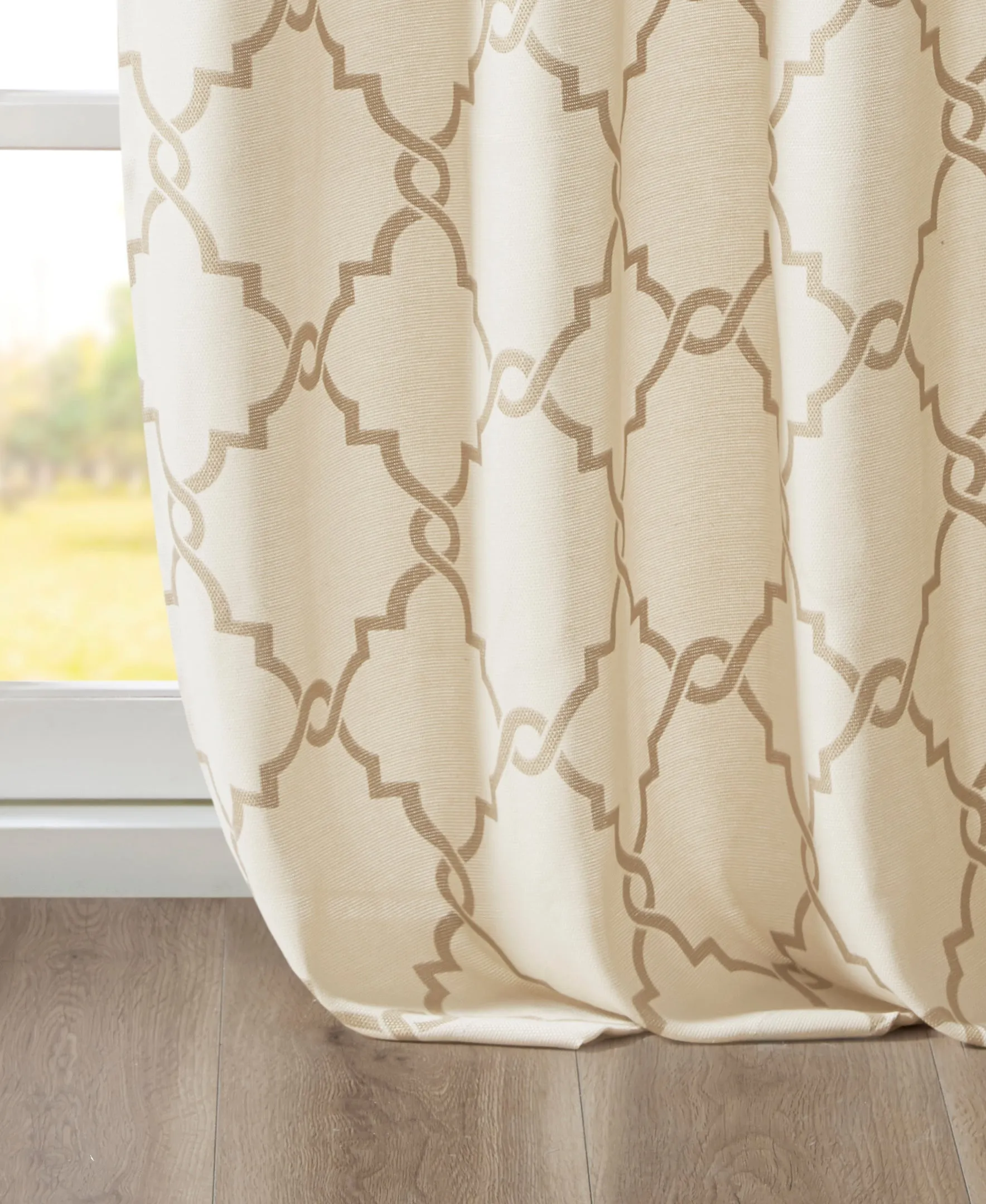 Sereno Fretwork Grommet Top Curtain Panel Seafoam