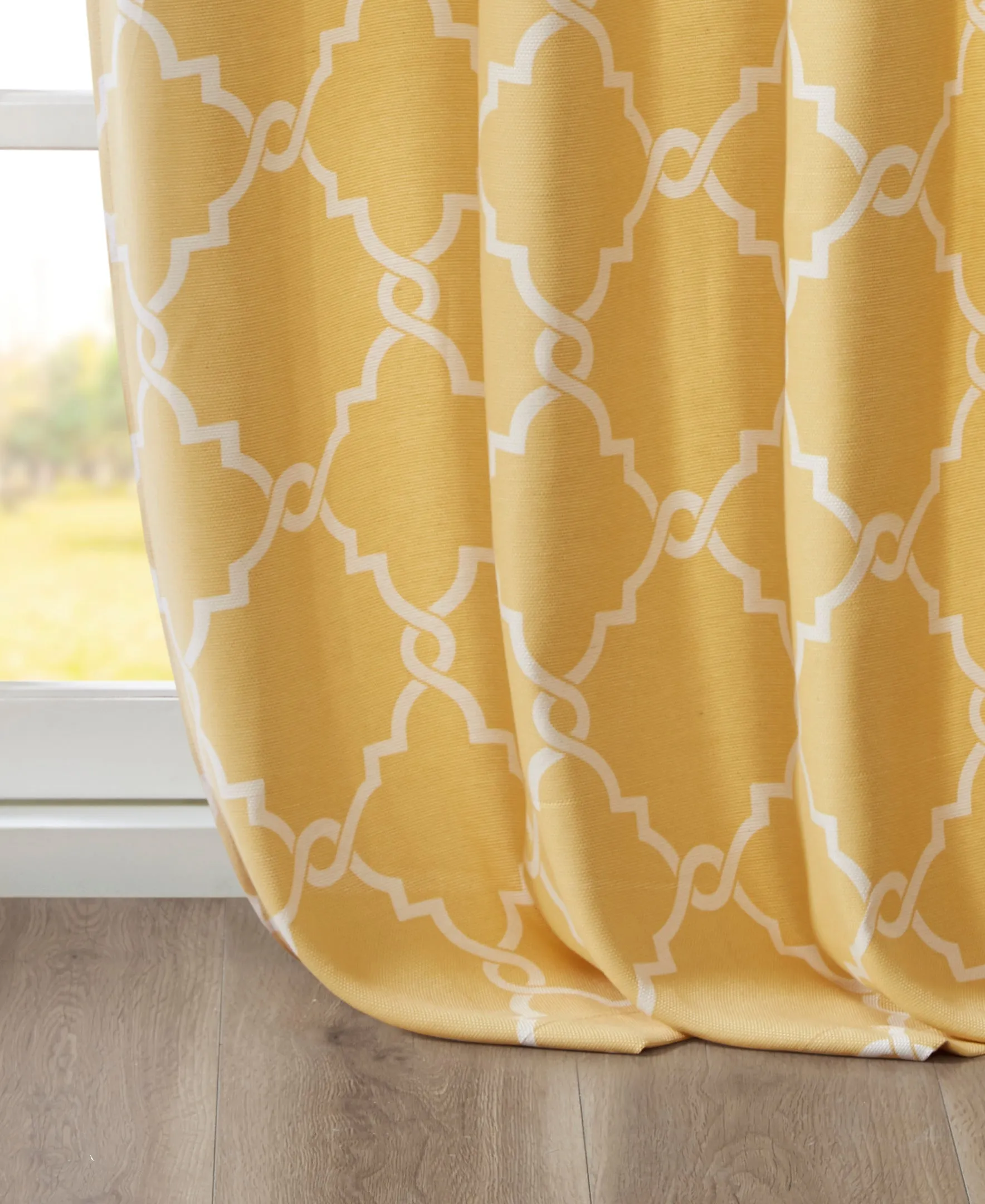 Sereno Fretwork Grommet Top Curtain Panel Seafoam