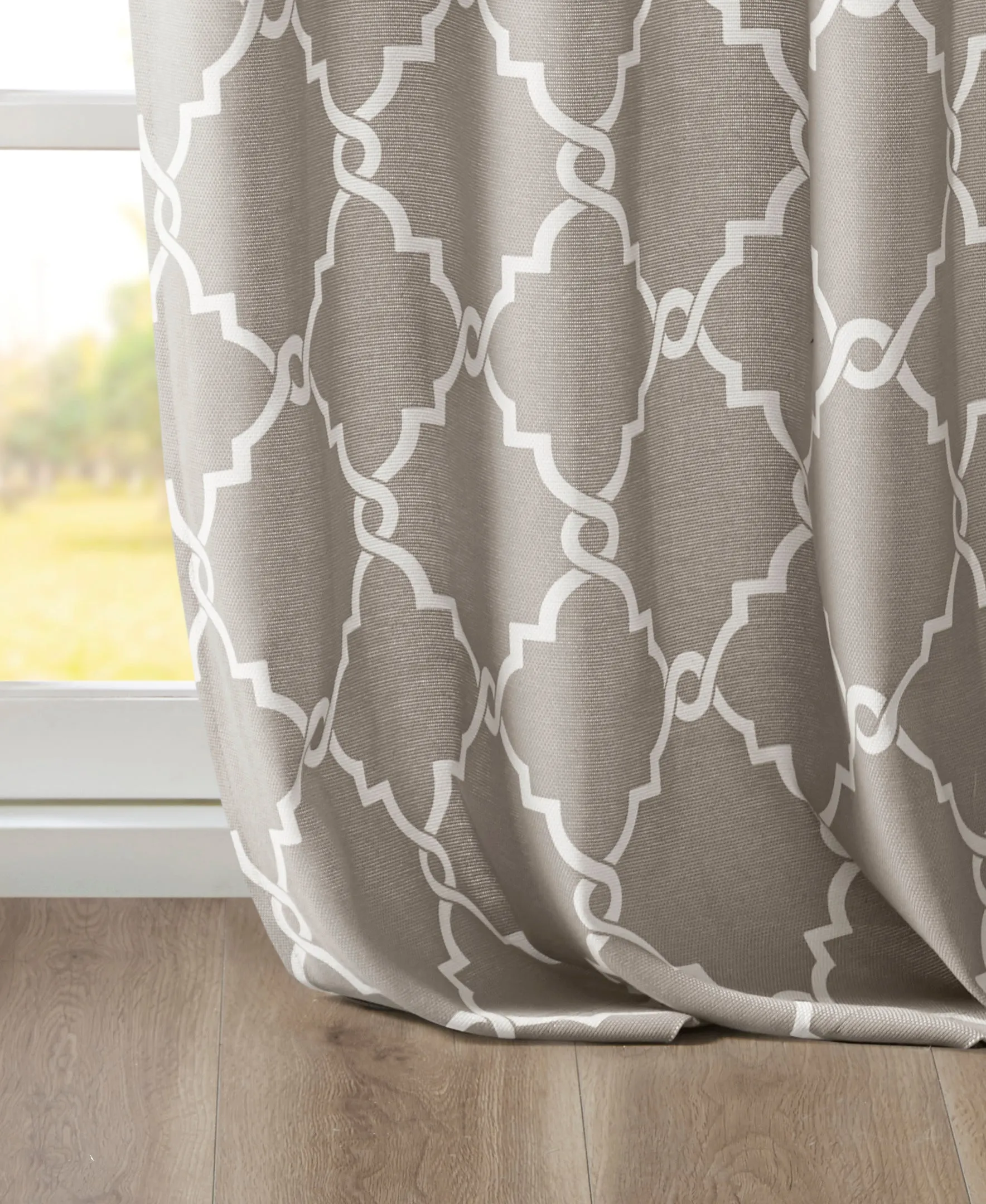 Sereno Fretwork Grommet Top Curtain Panel Seafoam