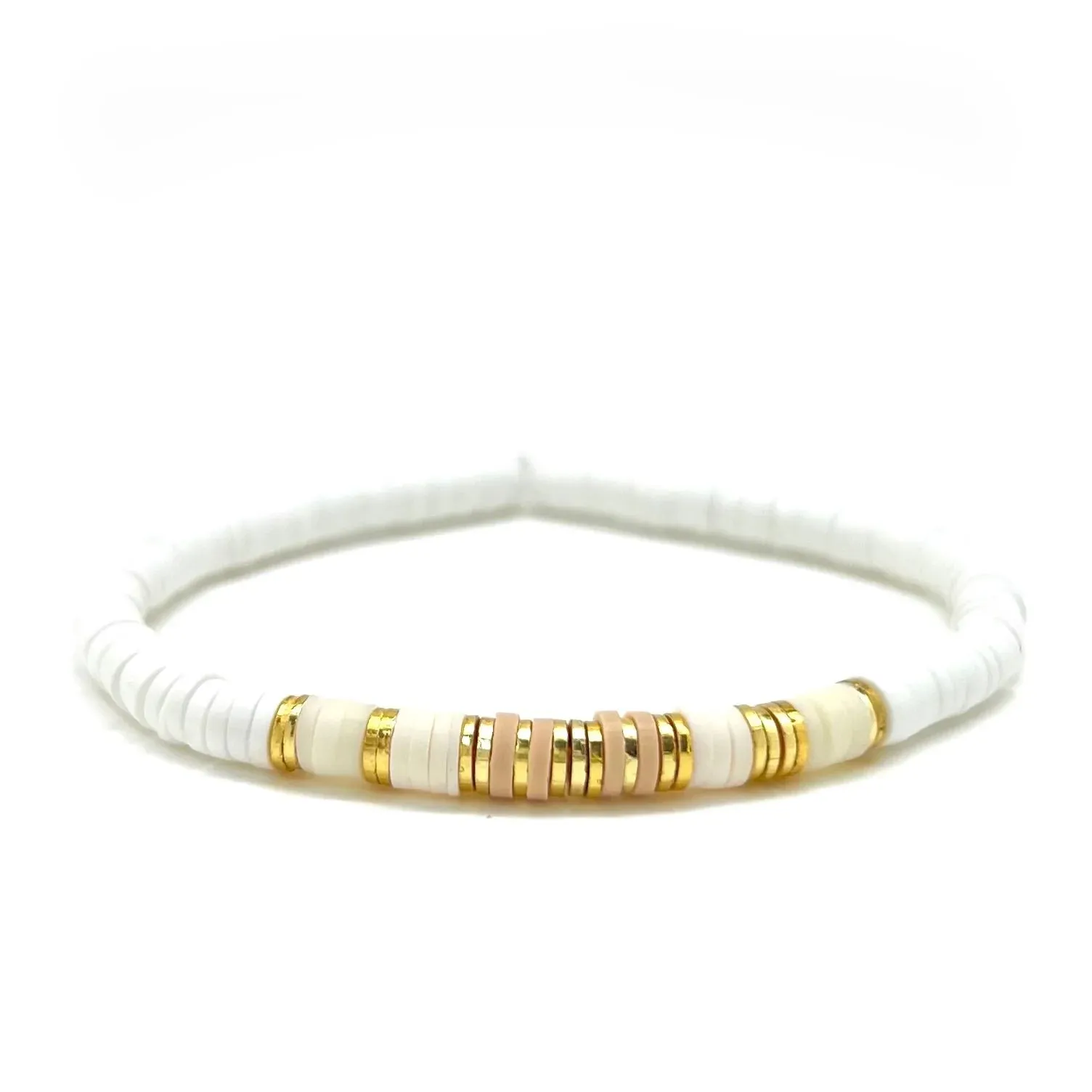 Silver Girl Mini Color Block Stripe Heishi Bracelet