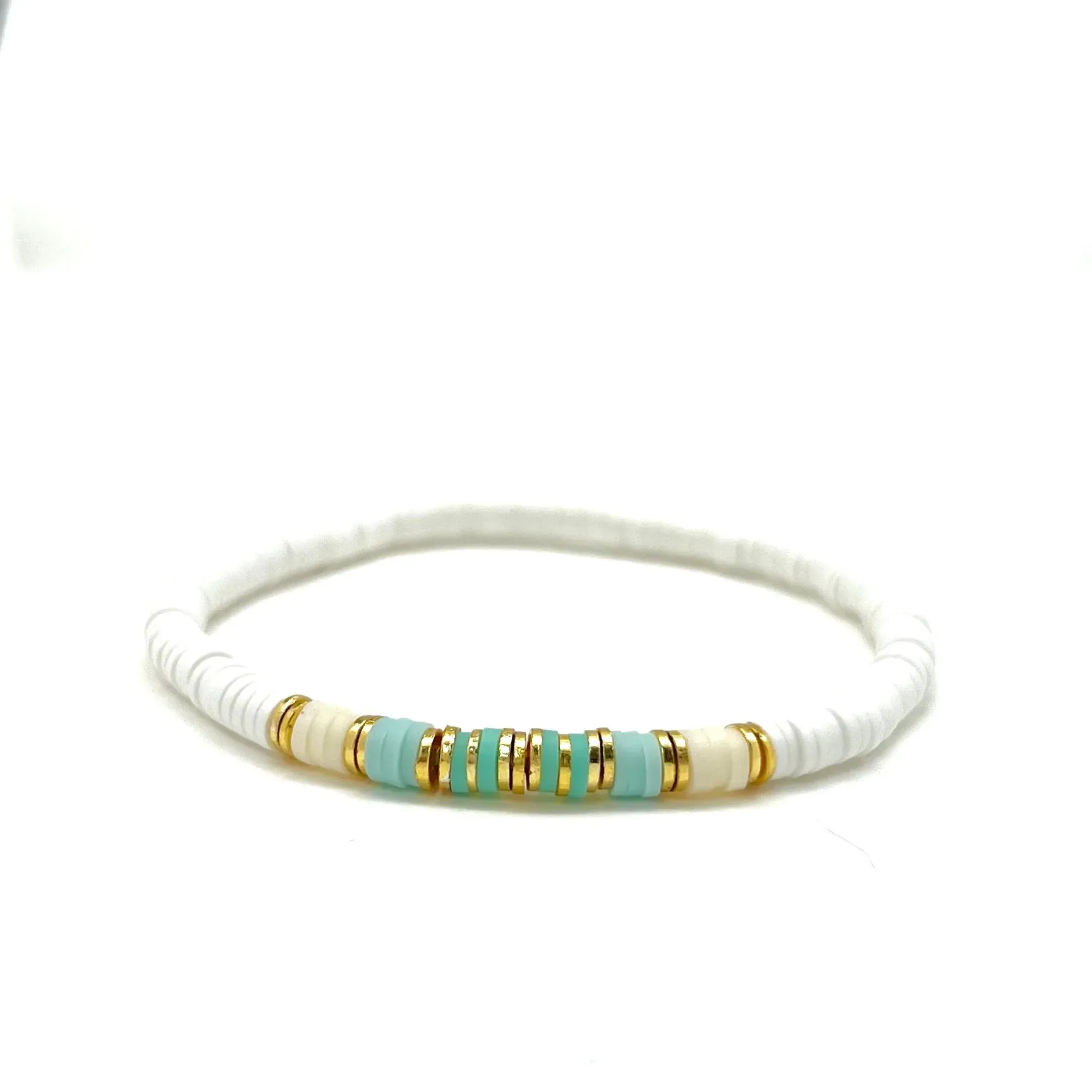 Silver Girl Mini Color Block Stripe Heishi Bracelet