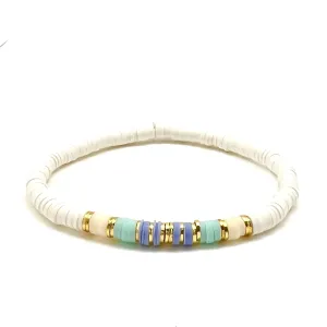 Silver Girl Mini Color Block Stripe Heishi Bracelet