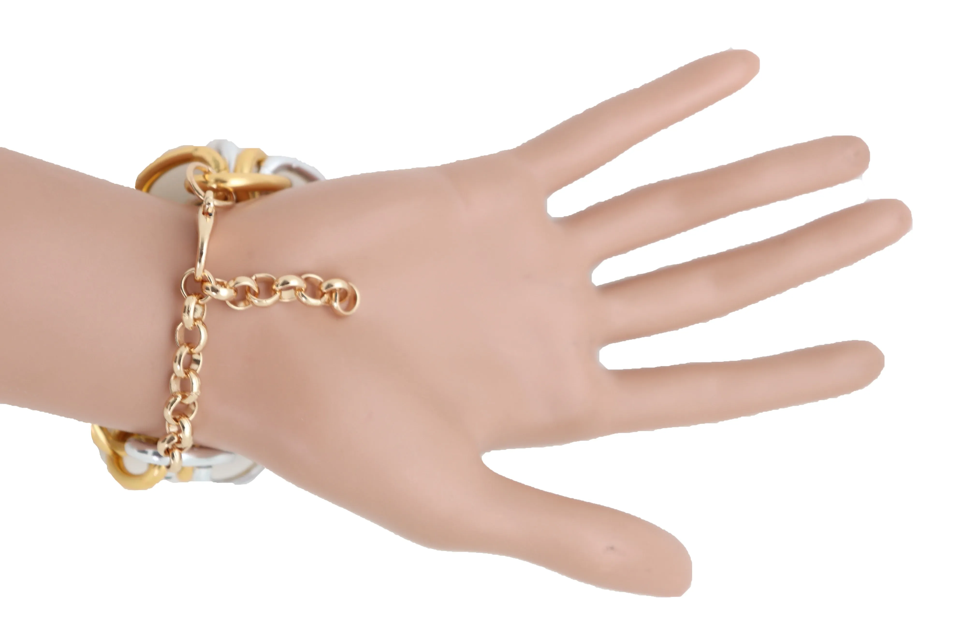 Silver Gold Color Metal Chunky Chain Thick Links Bracelet