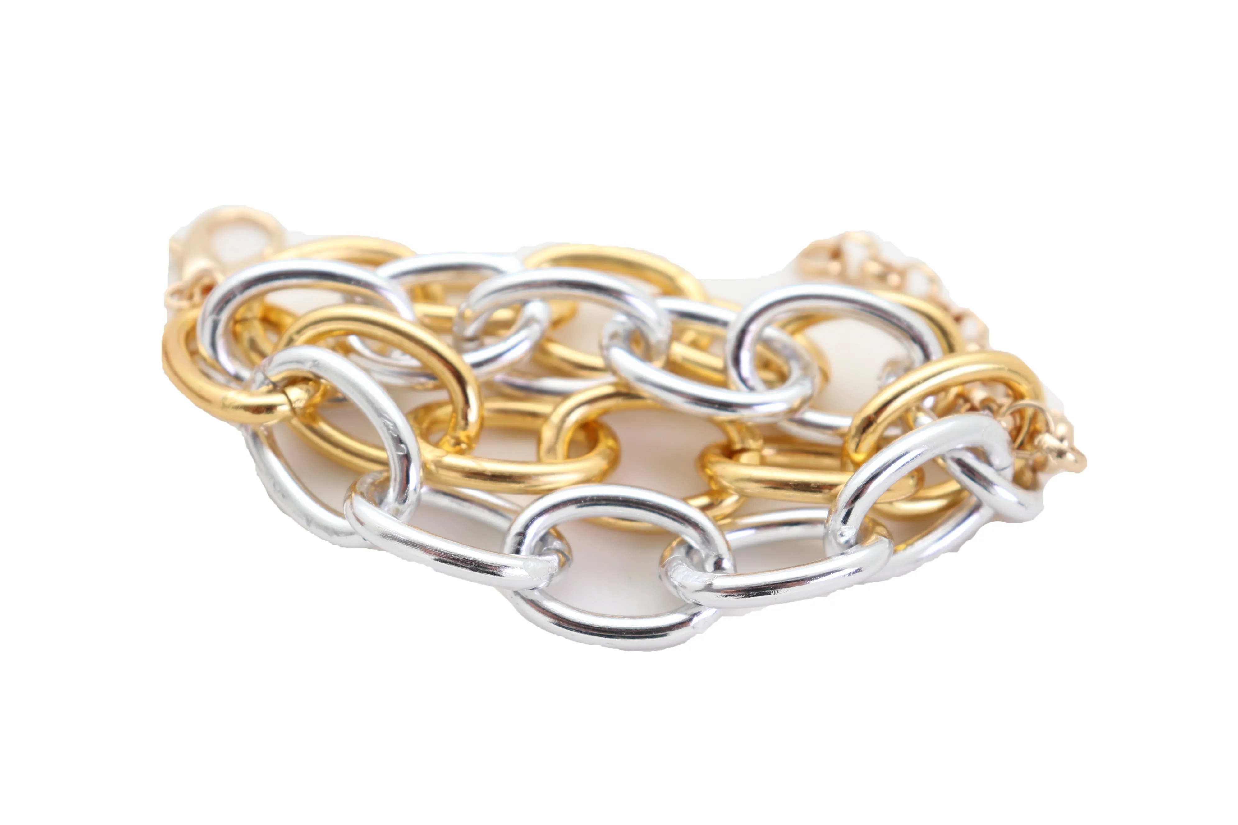 Silver Gold Color Metal Chunky Chain Thick Links Bracelet