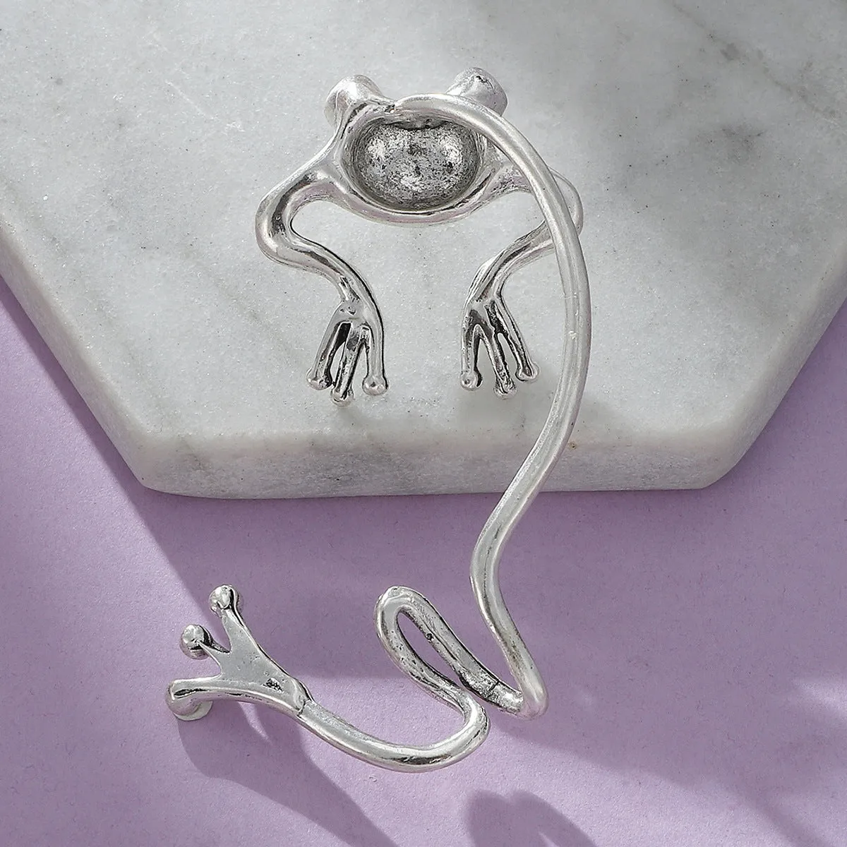 Silver-Plated Frog Ear Cuff