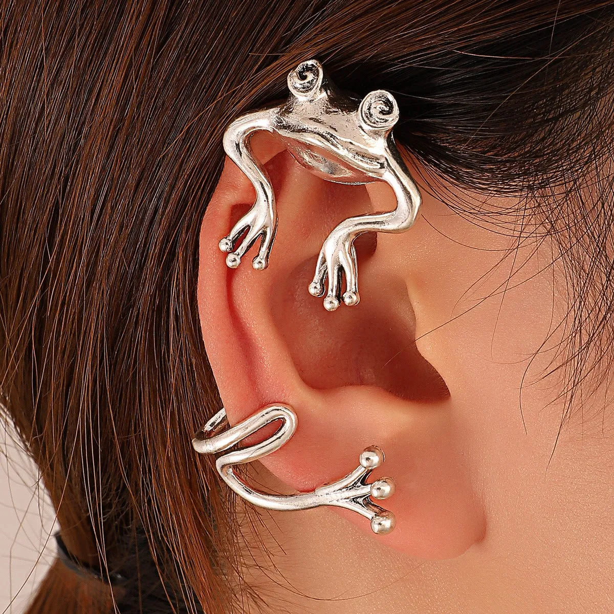 Silver-Plated Frog Ear Cuff