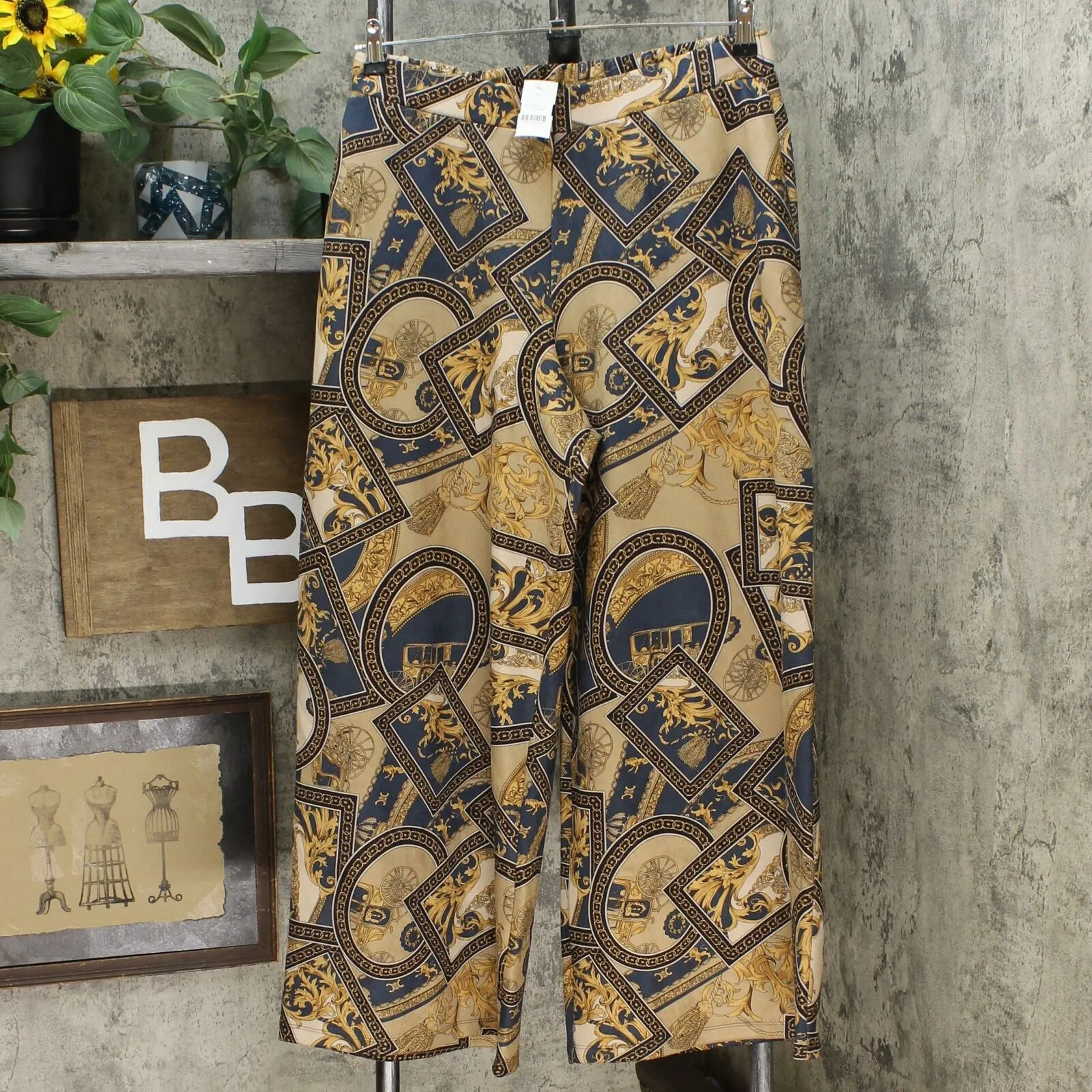 Slinky Brand Women's Printed Faux Suede Palazzo Pants