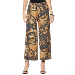 Slinky Brand Women's Printed Faux Suede Palazzo Pants